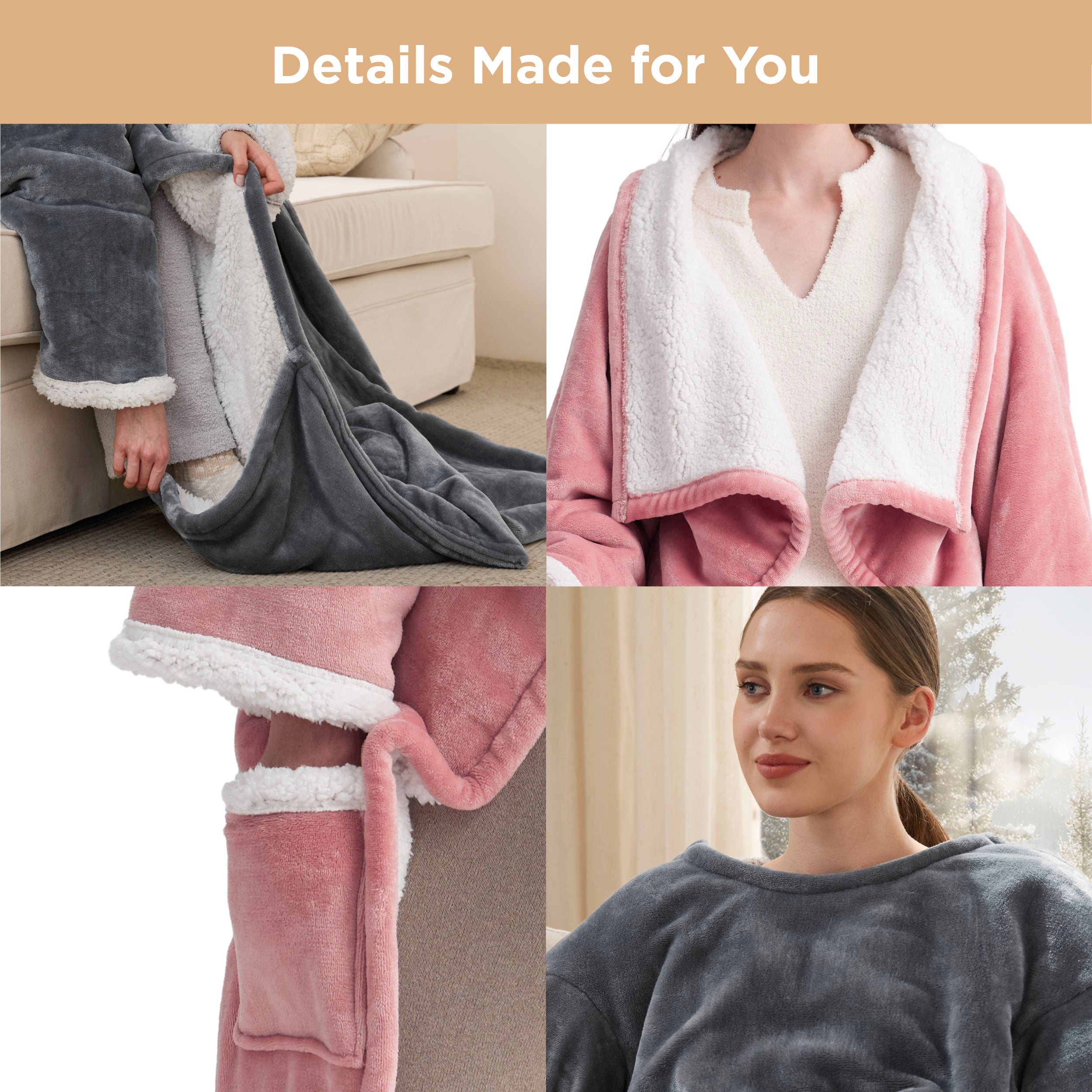 Full-body Sherpa Fleece Wearable Heated Blanket
