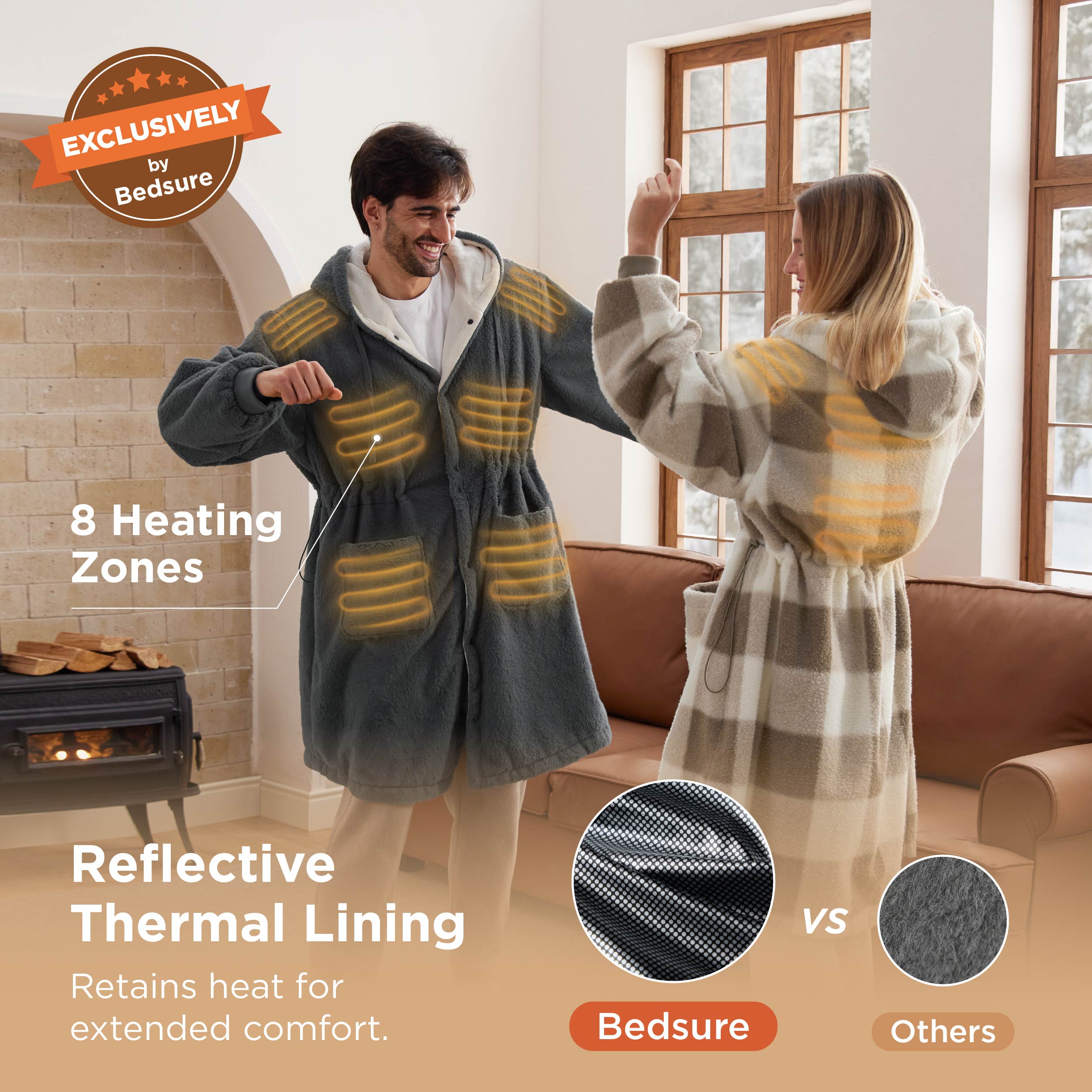 Heated Faux Cashmere Blanket Hoodie