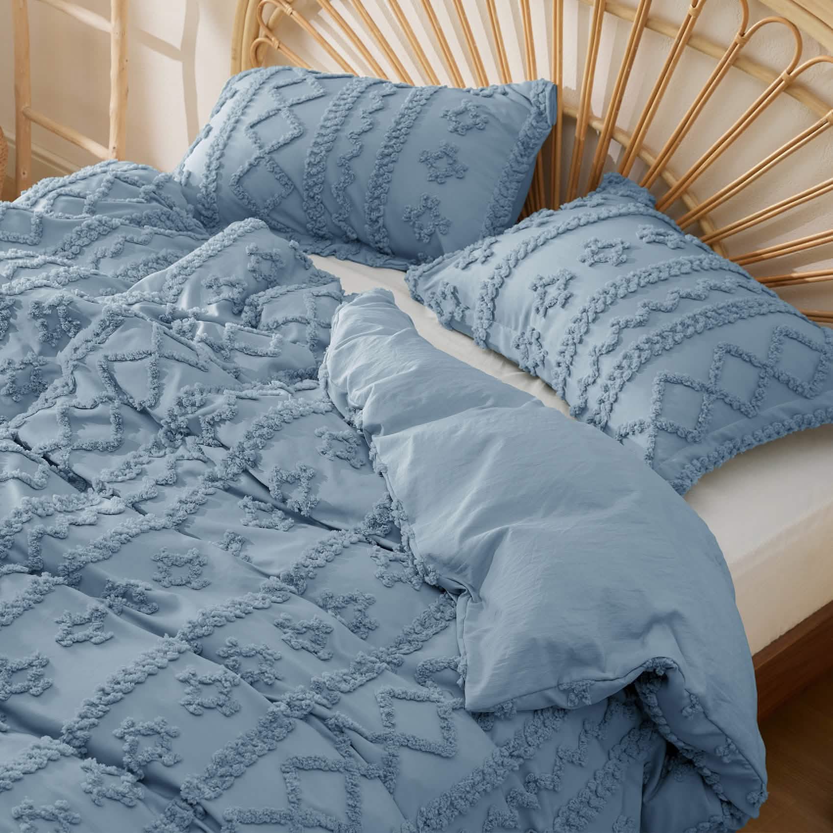 Boho Tufted Embroidery Duvet Cover Set