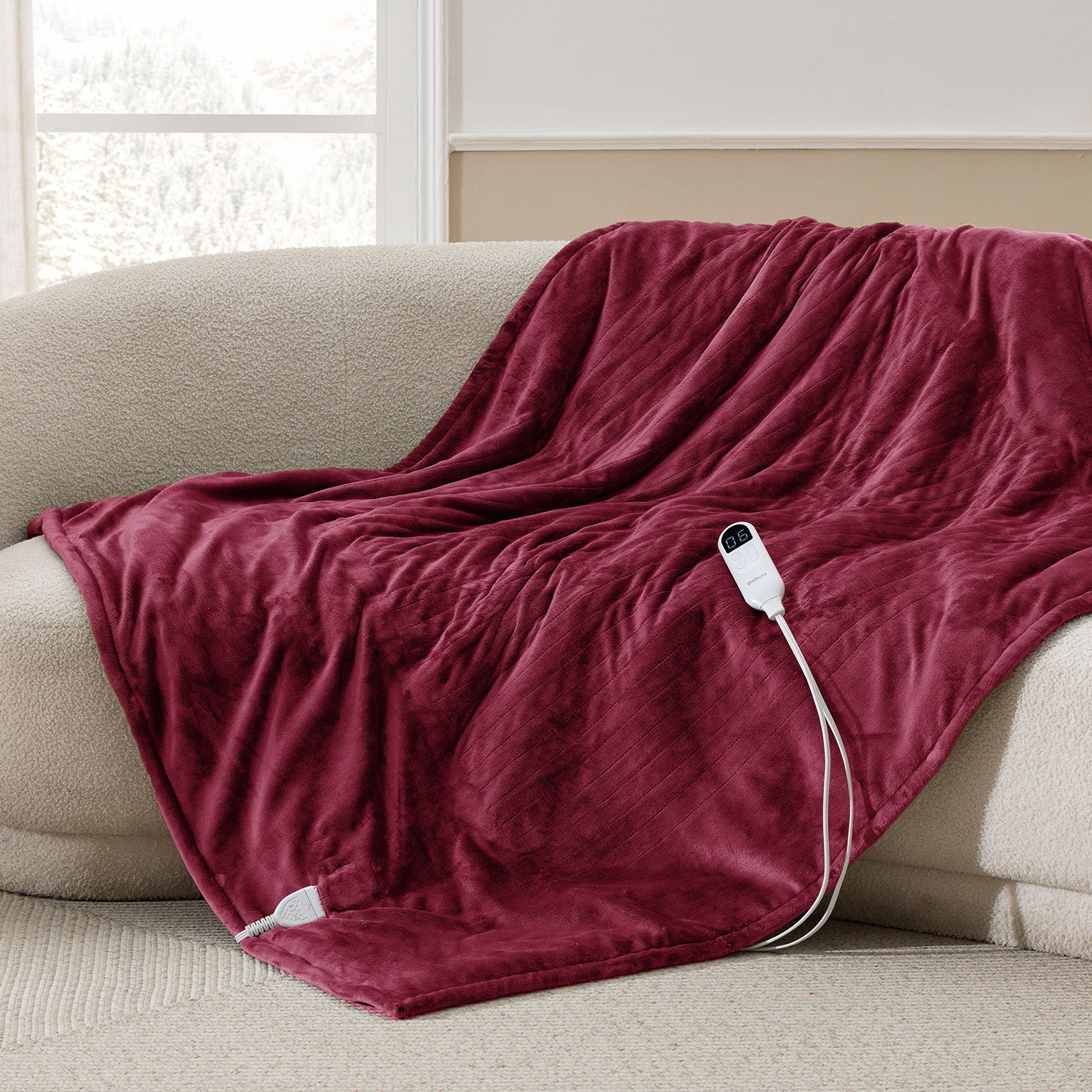 Solid Flannel Heated Blanket
