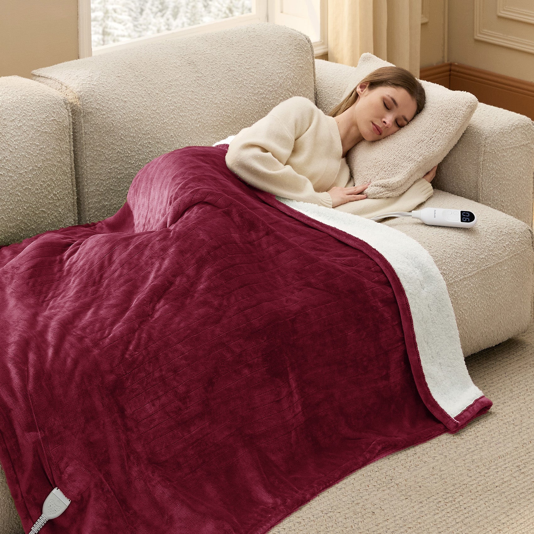 Solid Flannel Heated Blanket