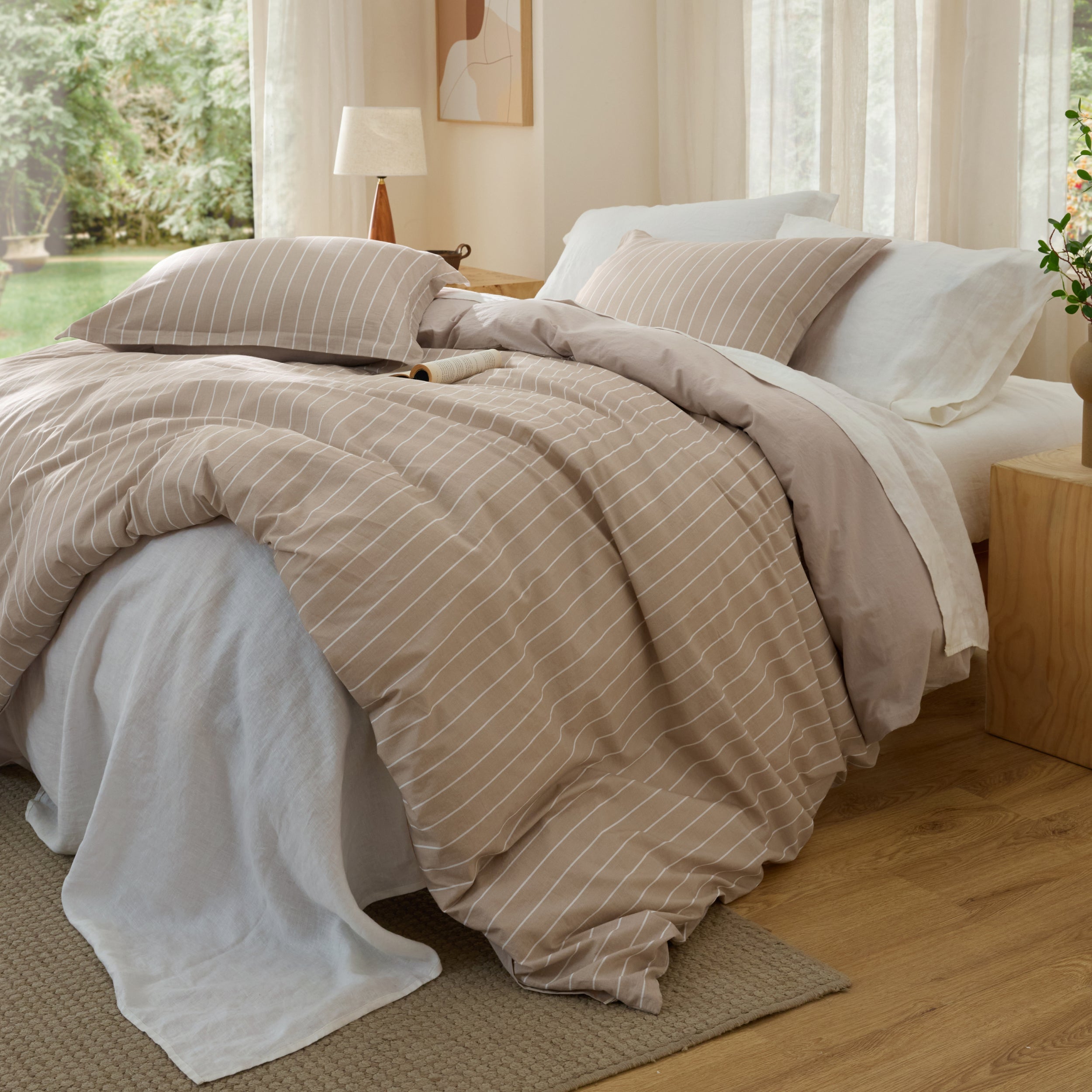 GentleSoft® Striped Washed Cotton Duvet Cover Set