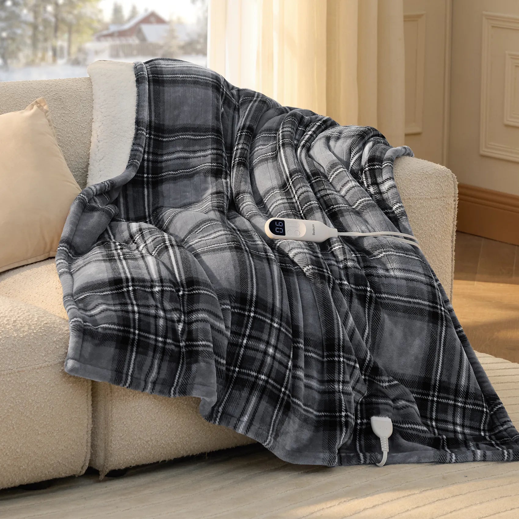 Plaid Flannel Heated Blanket
