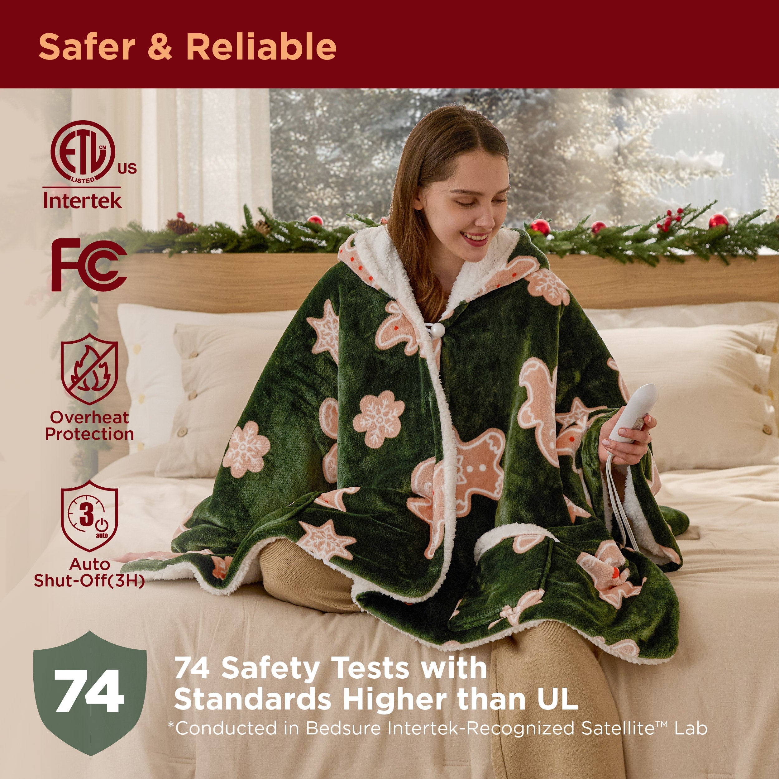 Heated Sherpa Fleece Blanket Hoodie