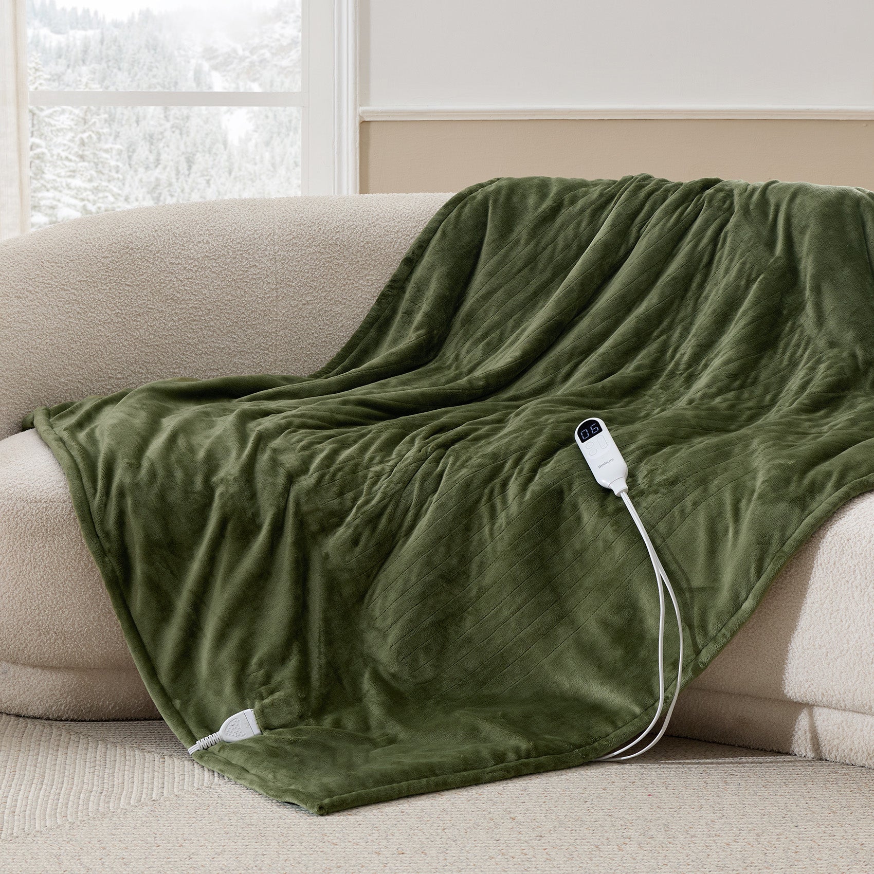 Solid Flannel Heated Blanket