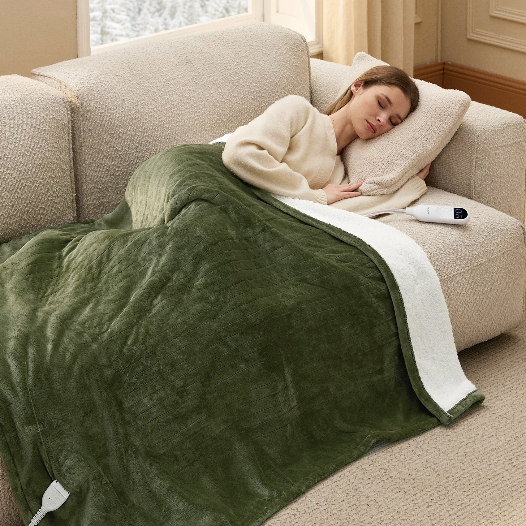 Solid Flannel Heated Blanket