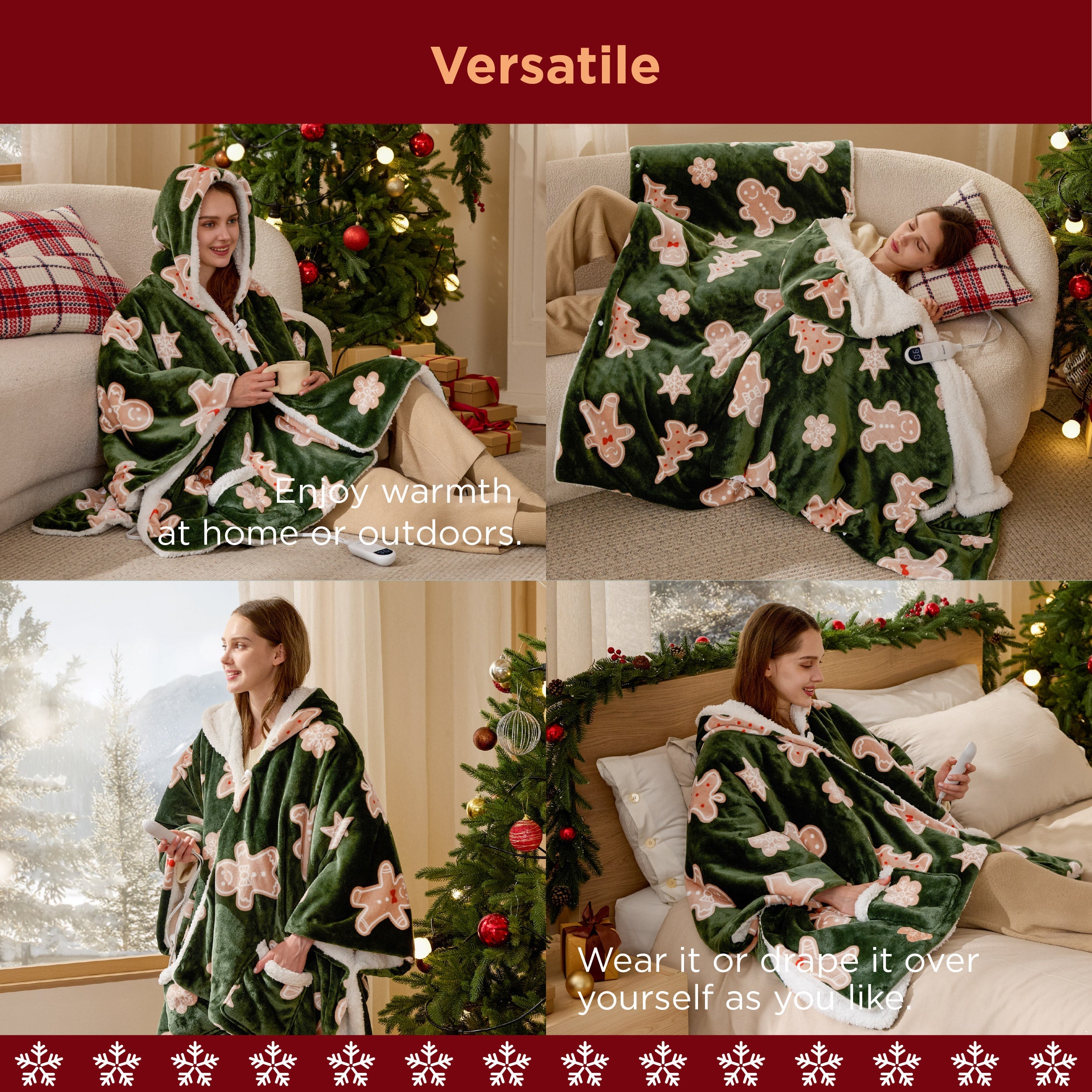 Heated Sherpa Fleece Blanket Hoodie