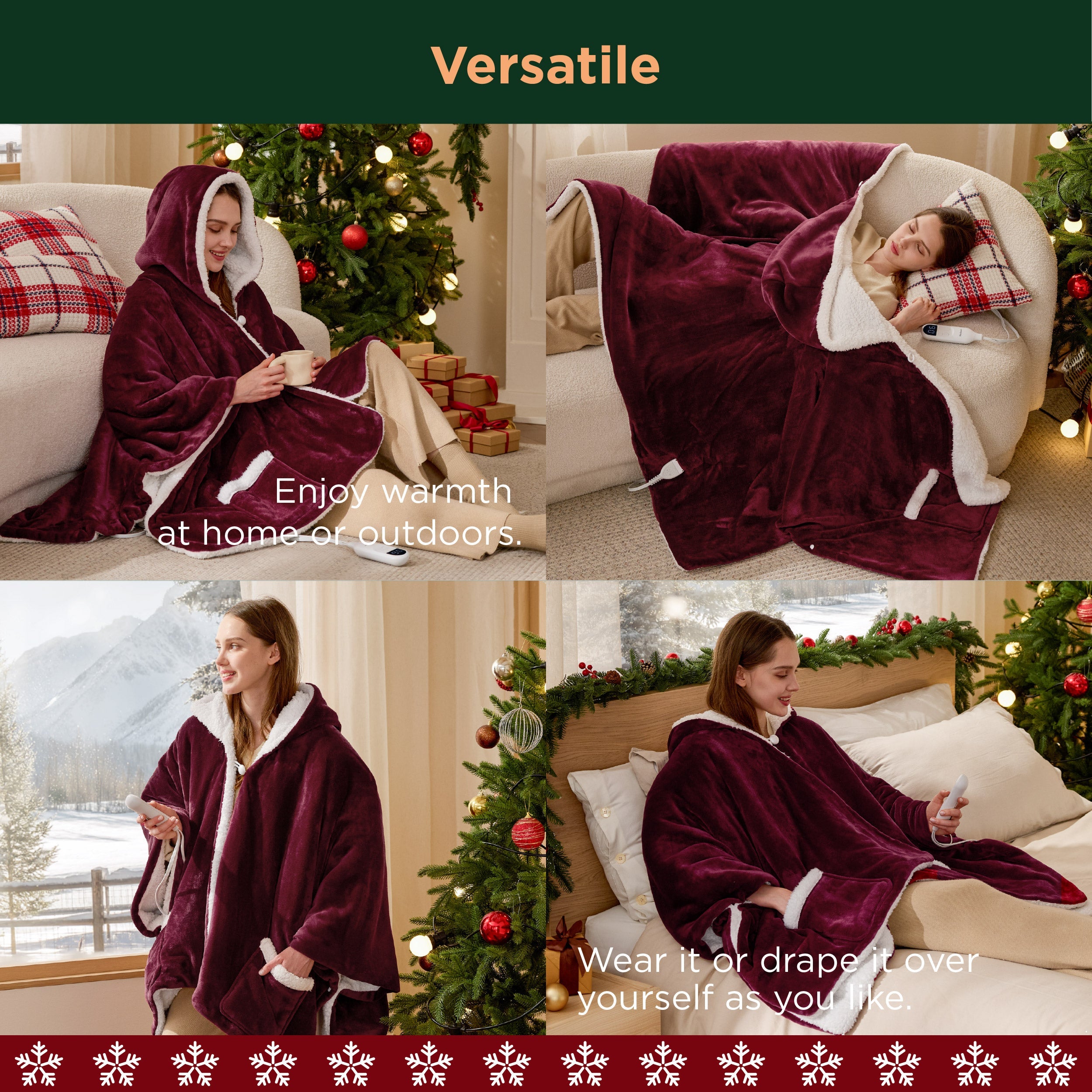 Heated Sherpa Fleece Blanket Hoodie