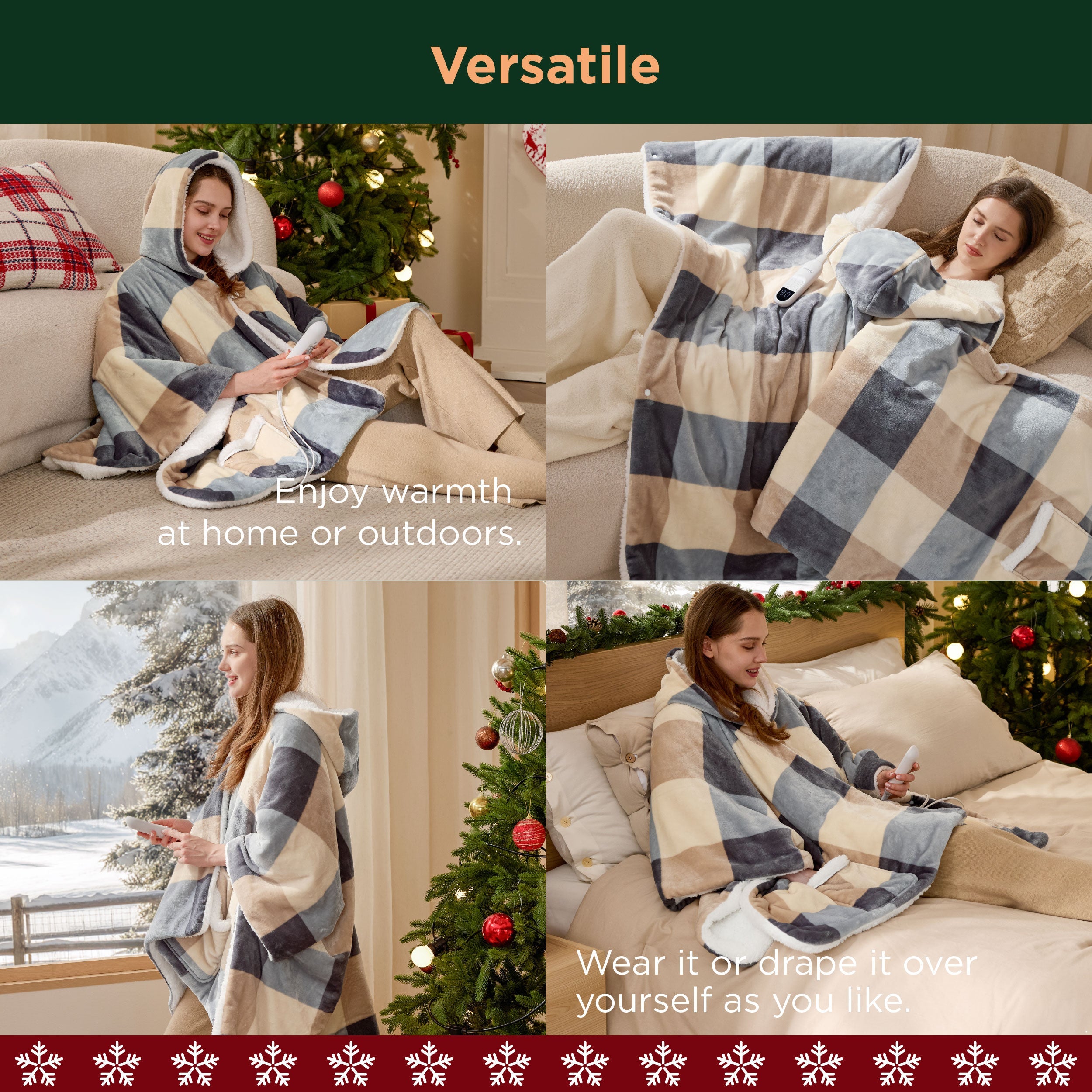 Heated Sherpa Fleece Blanket Hoodie
