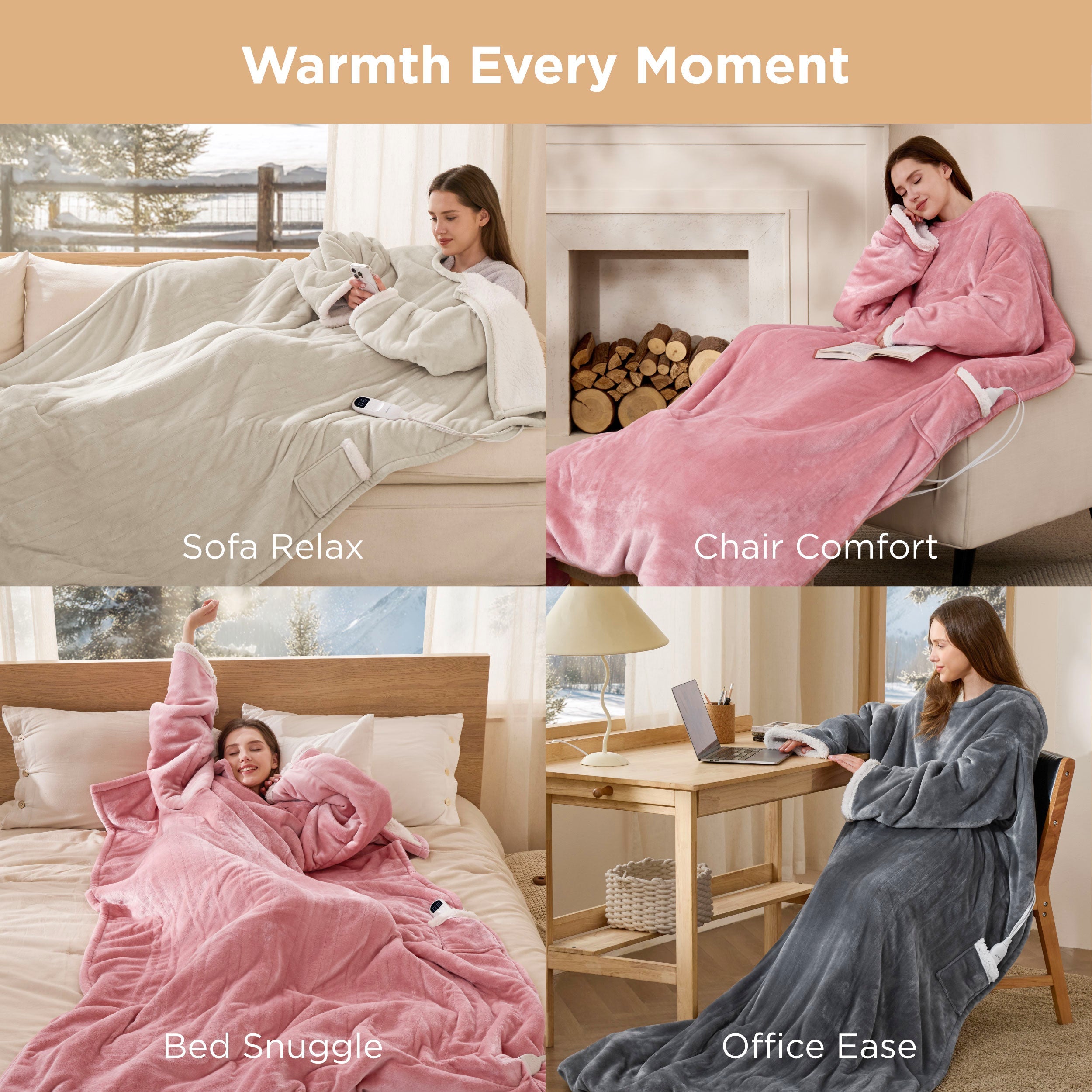 Full-body Sherpa Fleece Wearable Heated Blanket