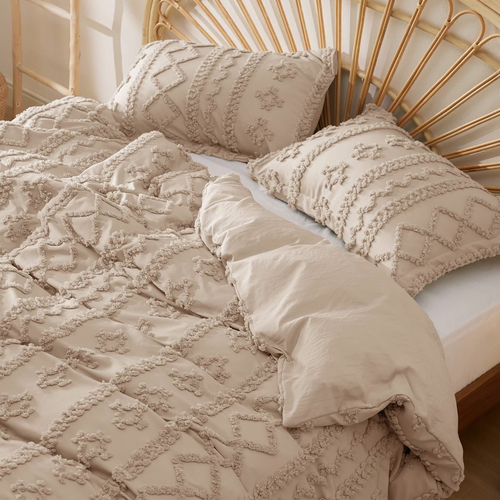 Boho Tufted Embroidery Duvet Cover Set