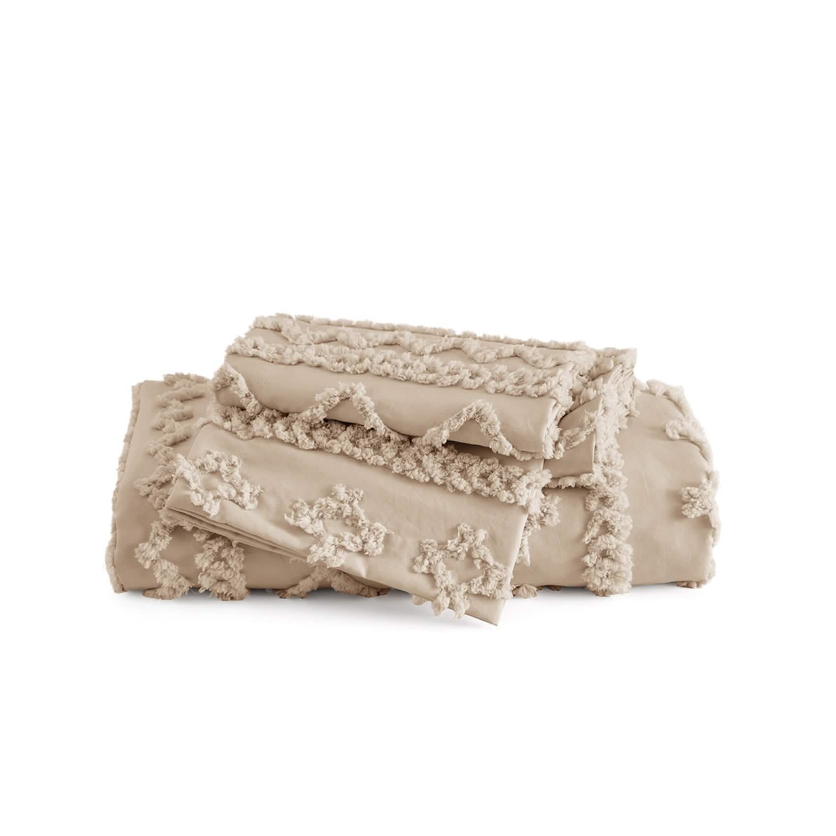 Boho Tufted Embroidery Duvet Cover Set