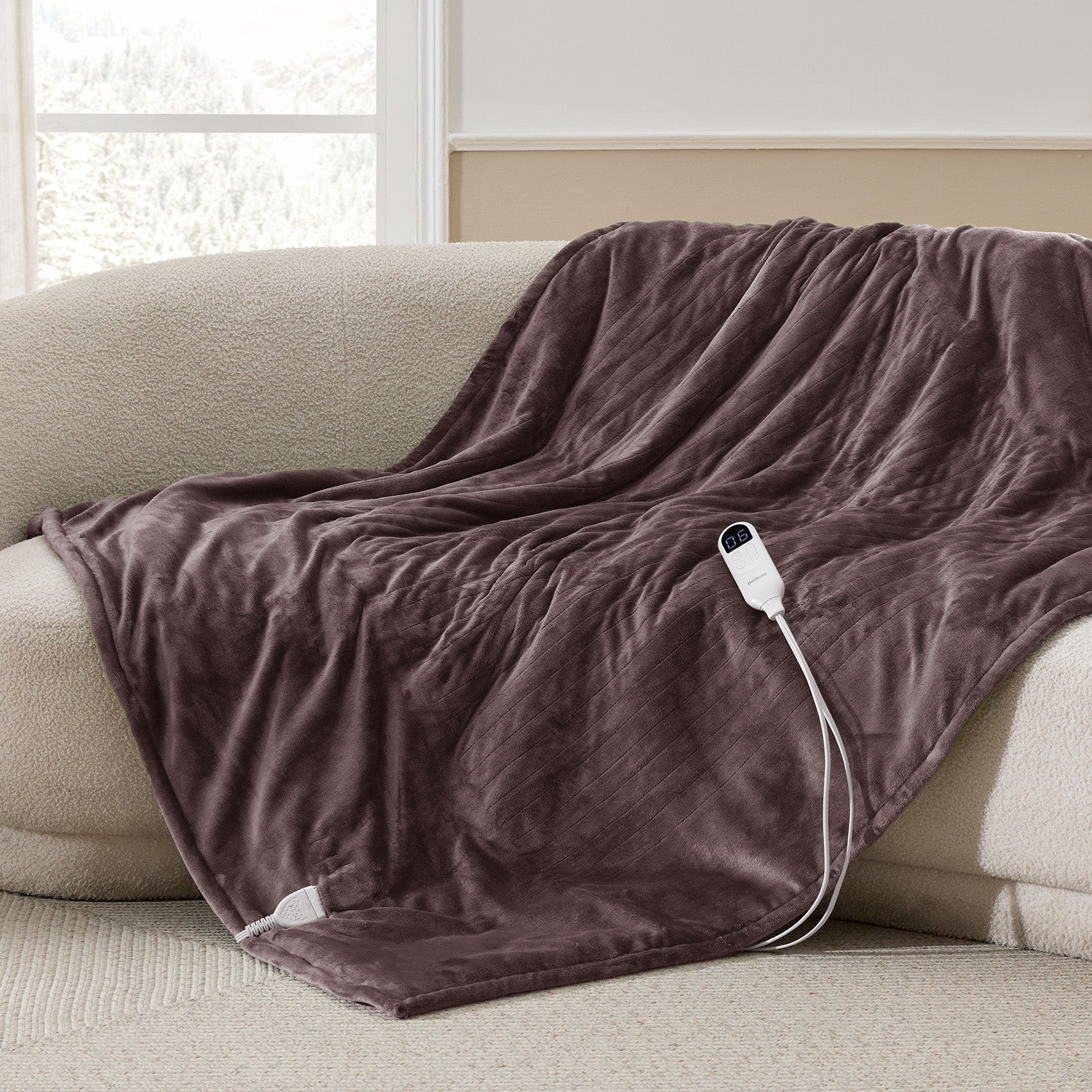 Solid Flannel Heated Blanket