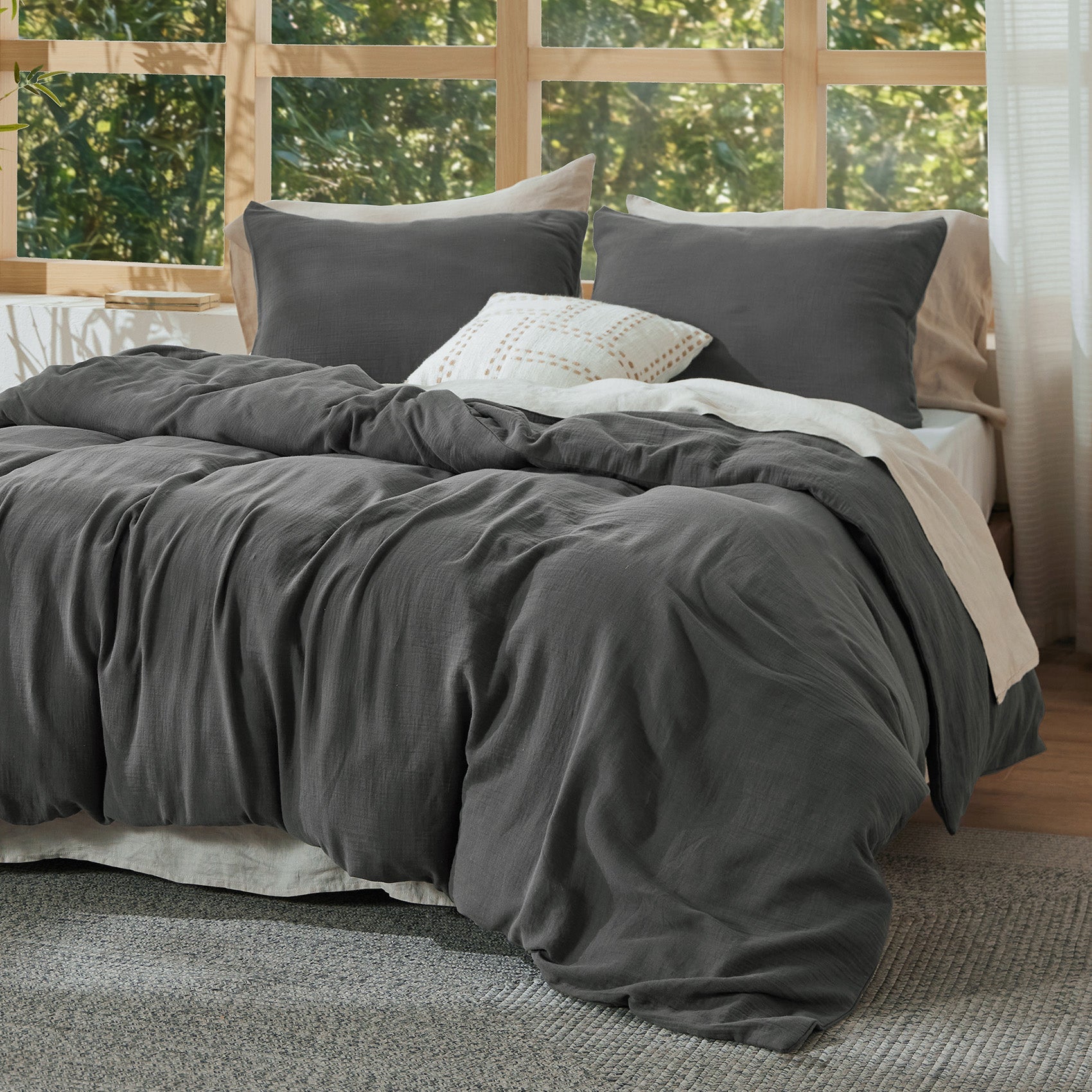 Rayon From Bamboo Cotton Muslin Duvet Cover Set