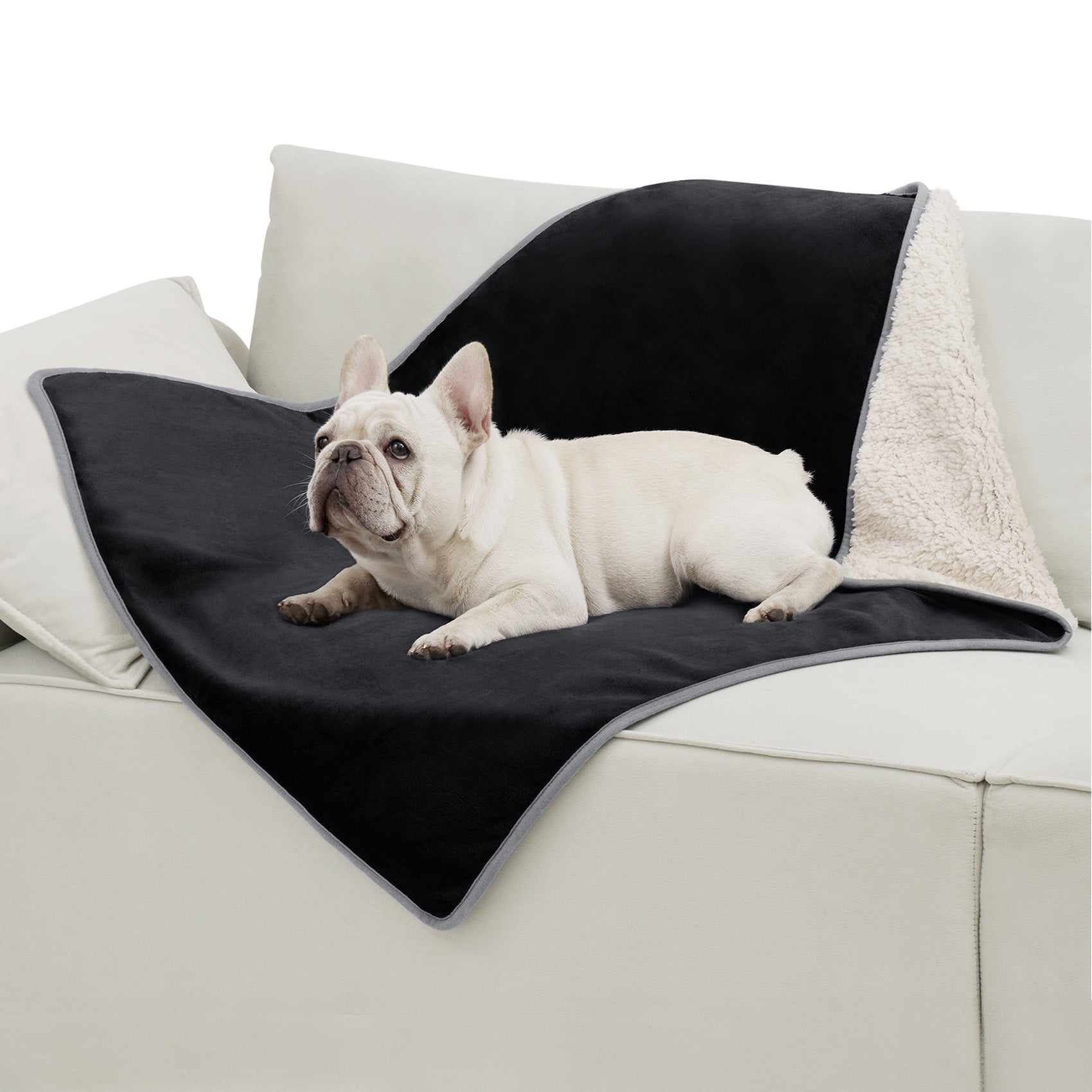 Reversible Sherpa and Microfiber Fleece Dog Blanket