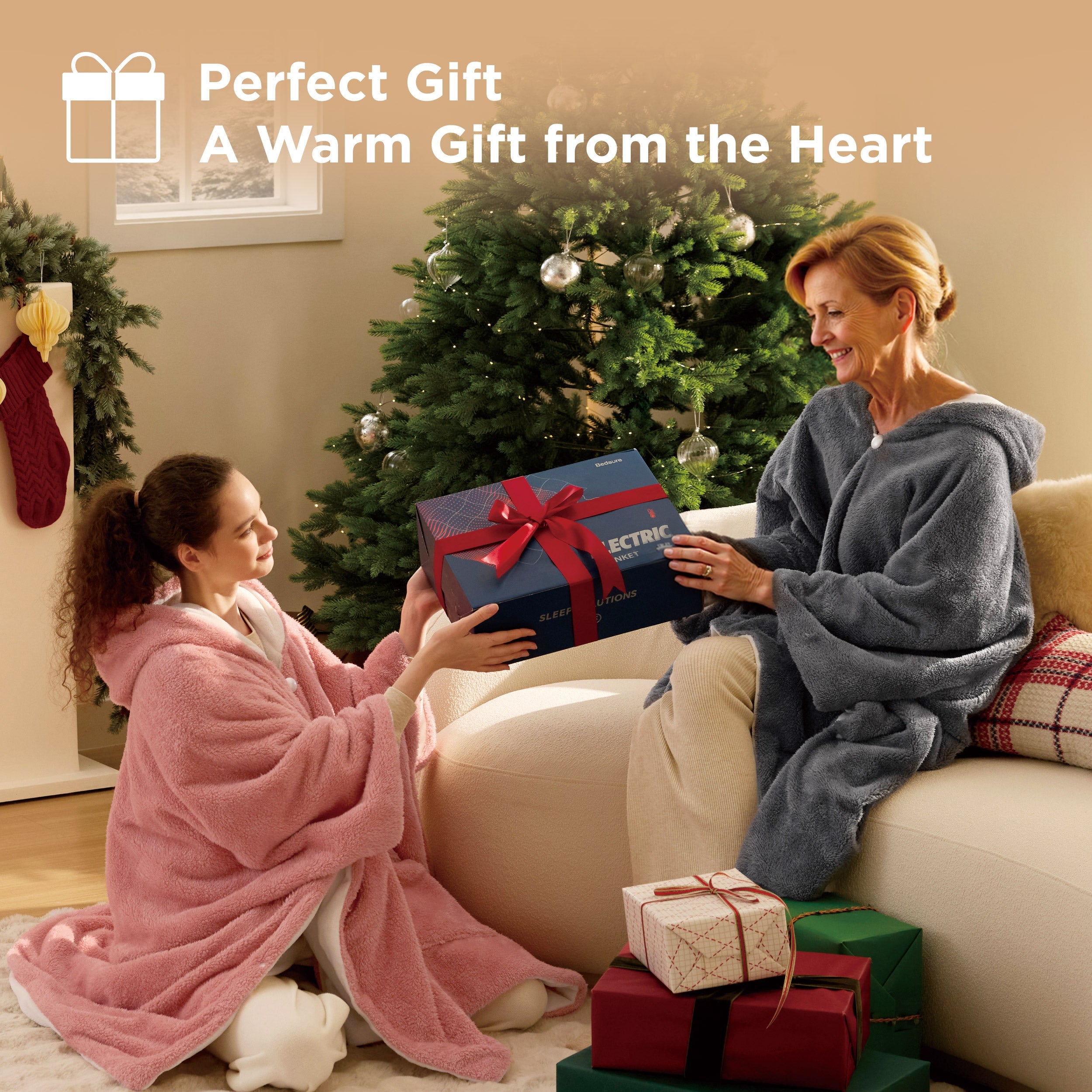 Heated Shaggy Fleece Blanket Hoodie