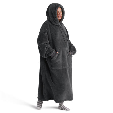 Ultra Soft Long Shaggy Sherpa Hooded Blanket