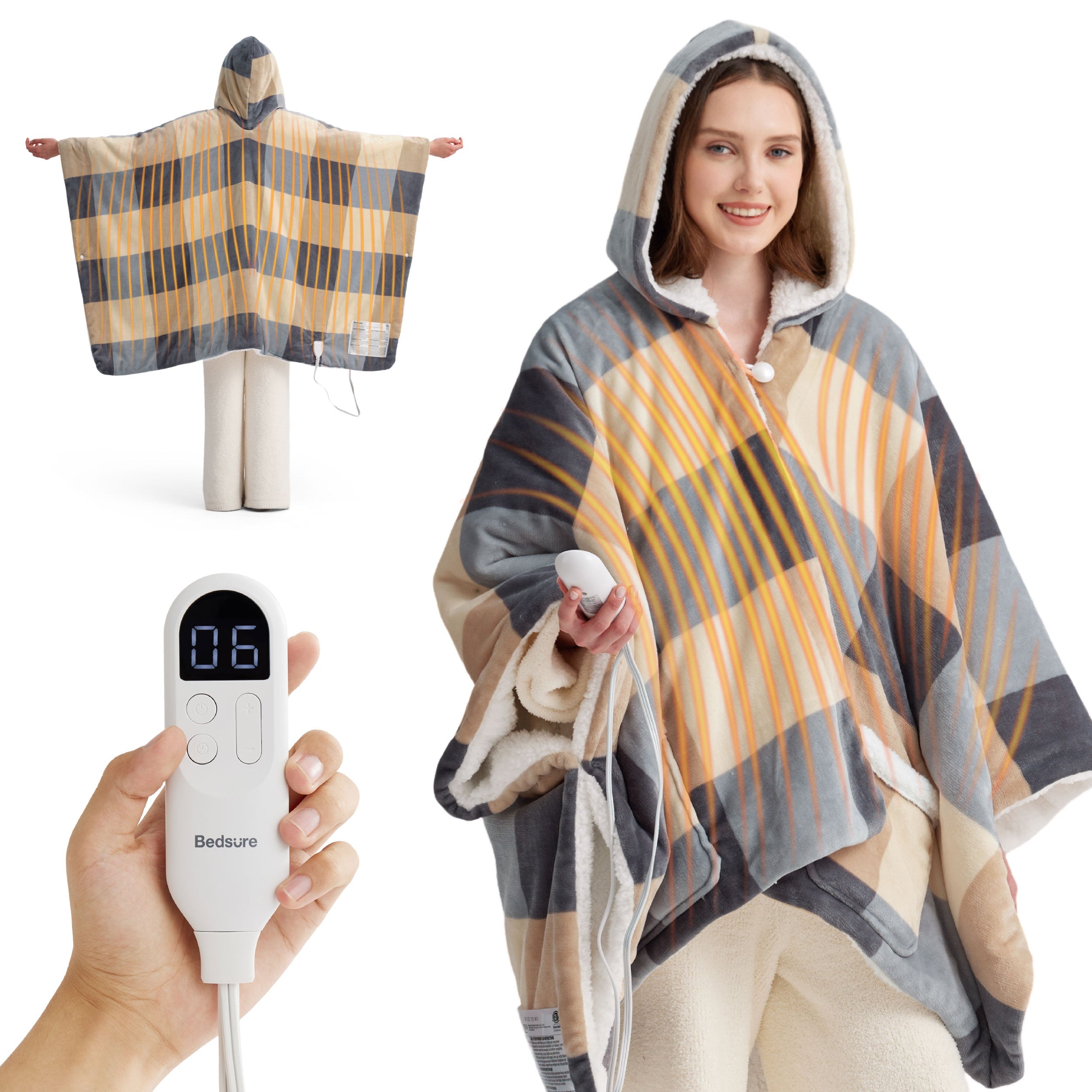 Heated Sherpa Fleece Blanket Hoodie