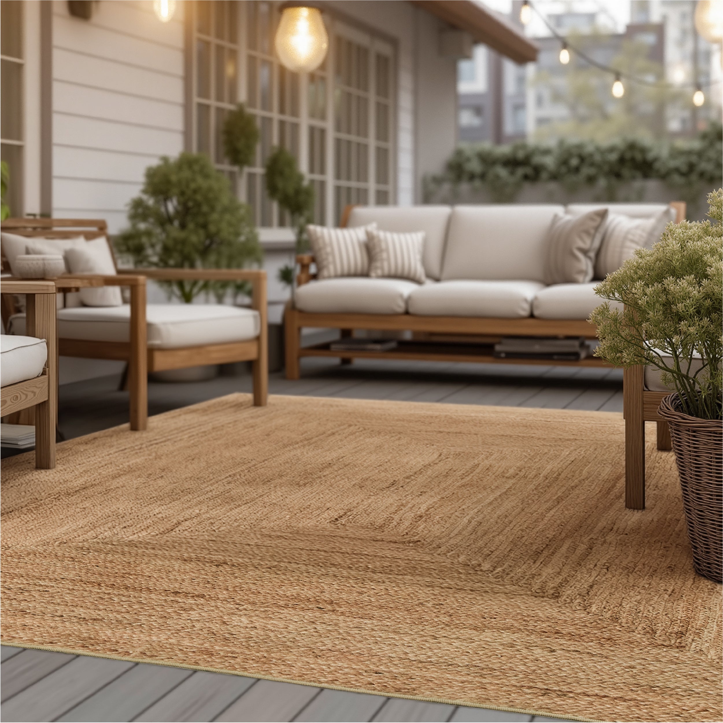 Faux Cashmere Jute-Look Area Rug