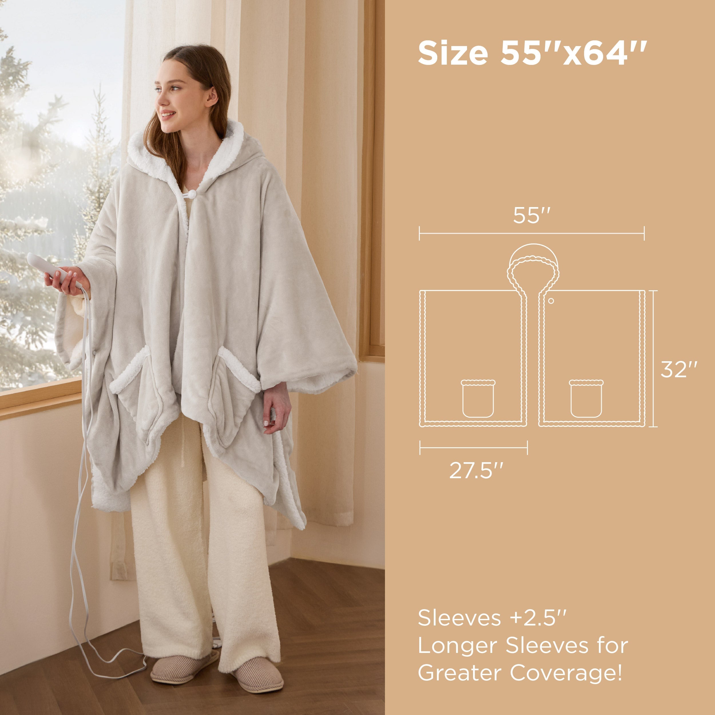 Heated Sherpa Fleece Blanket Hoodie