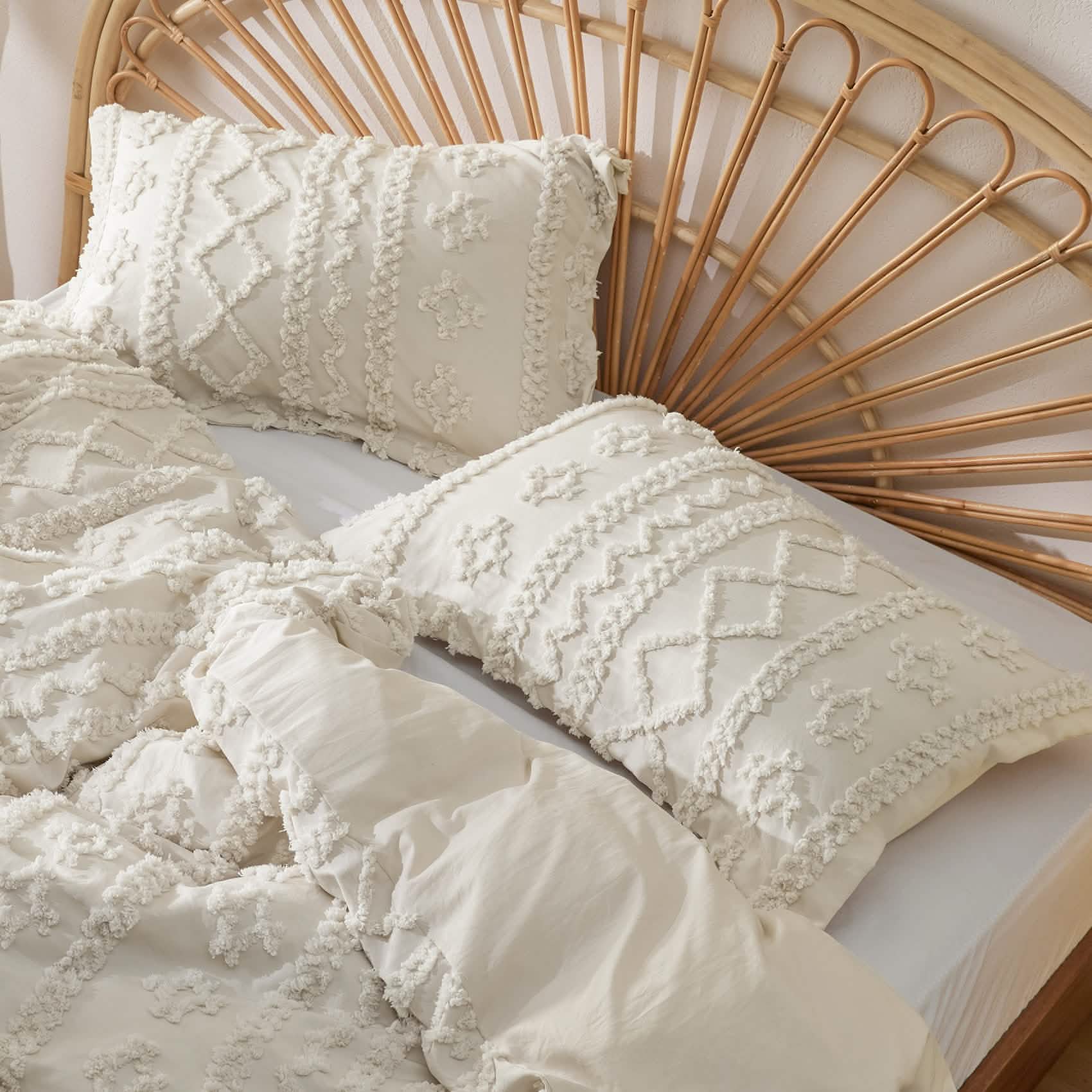 Boho Tufted Embroidery Duvet Cover Set