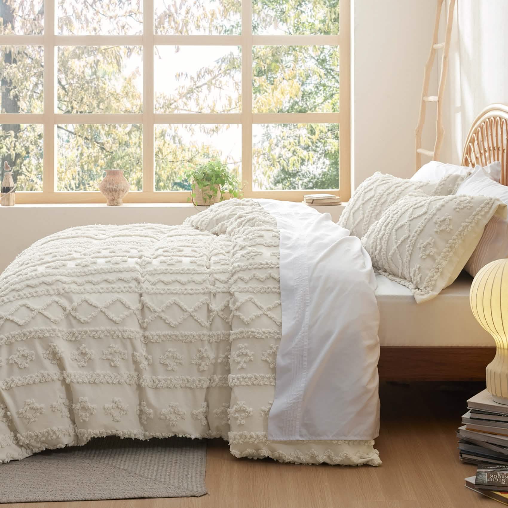 Boho Tufted Embroidery Duvet Cover Set