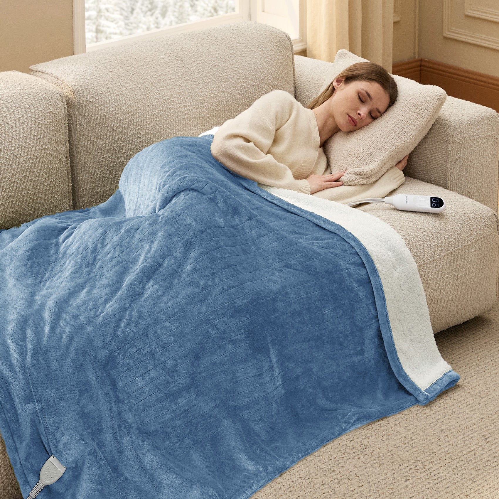 Solid Flannel Heated Blanket