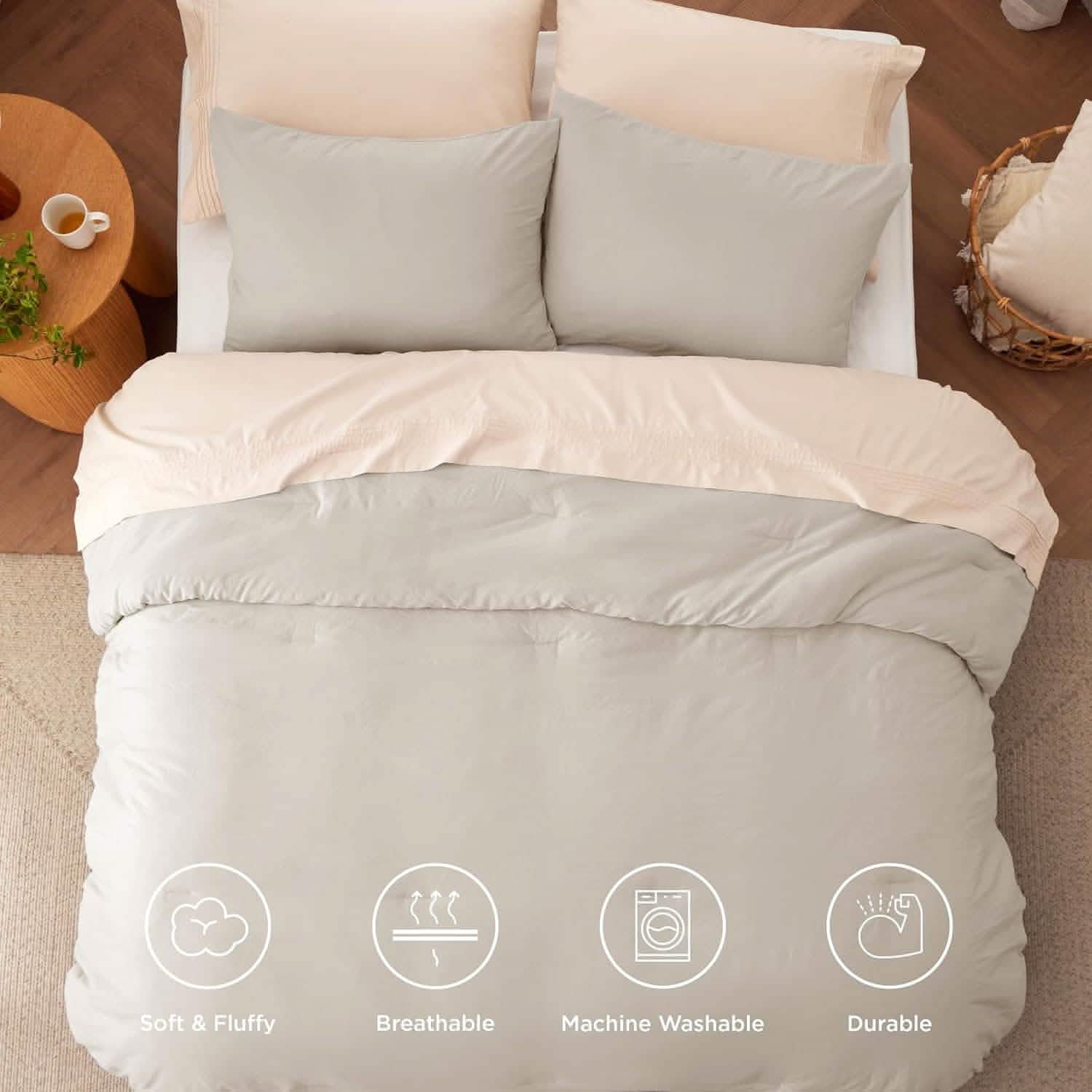 Prewashed Plain Comforter Set