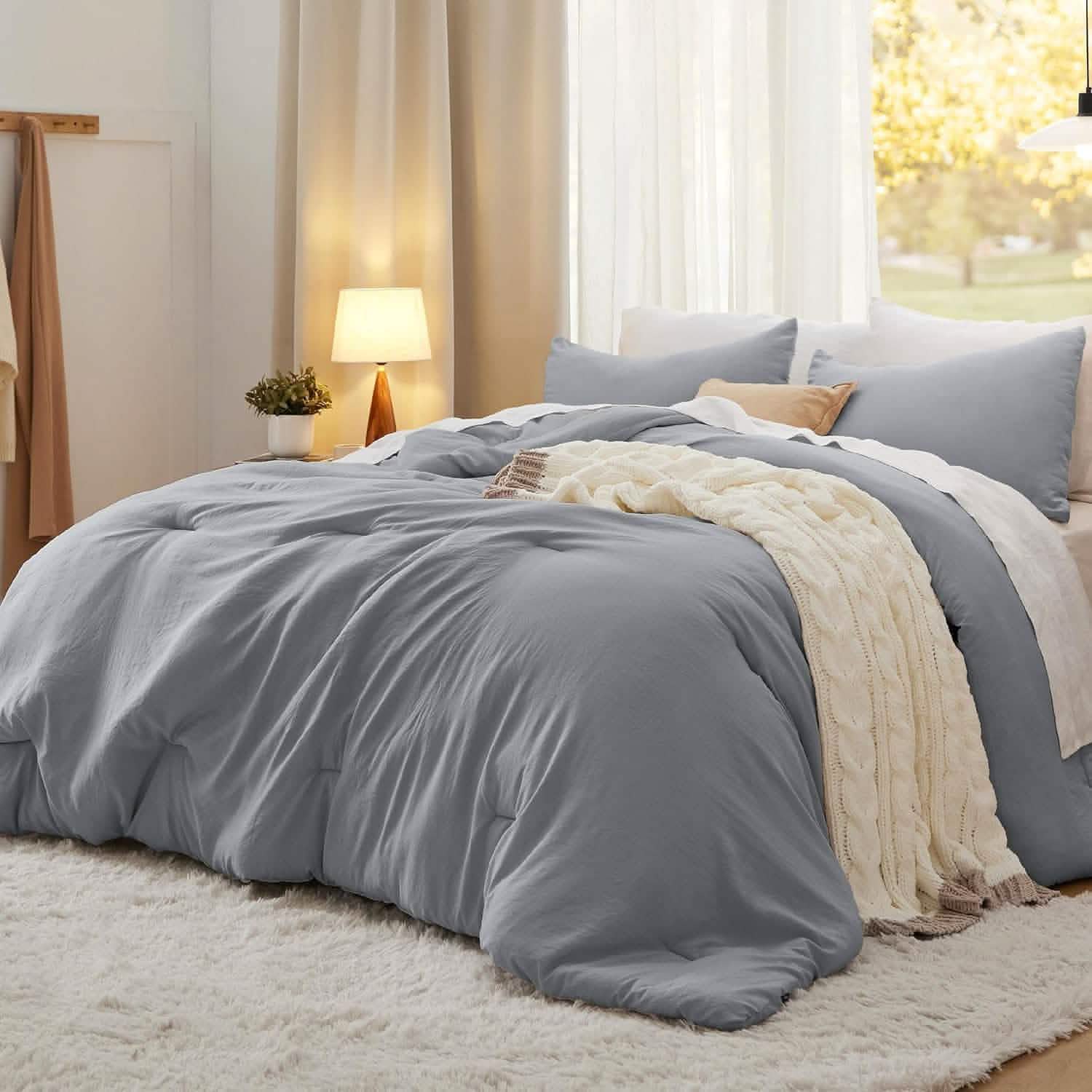 Prewashed Plain Comforter Set