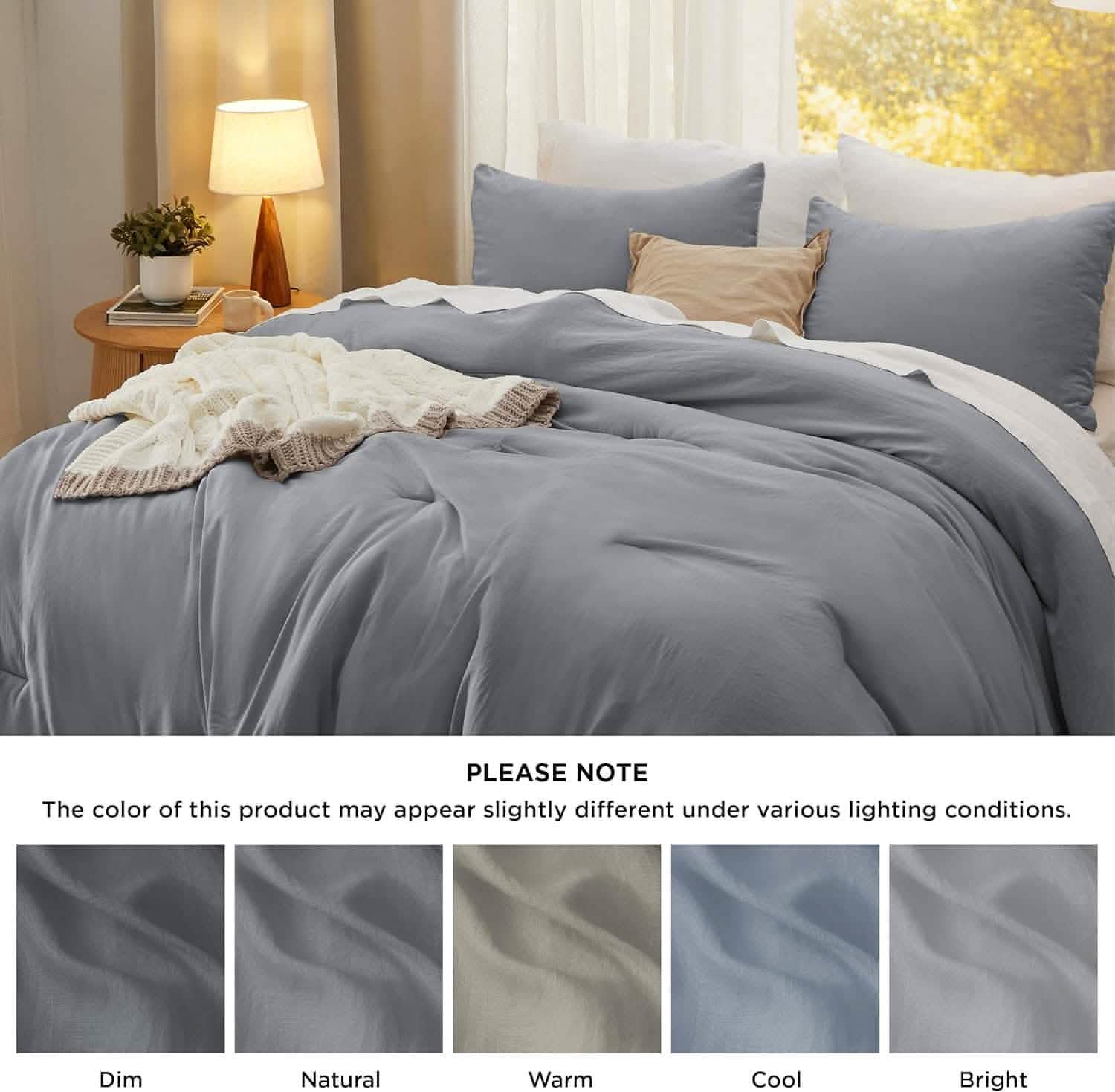 Prewashed Plain Comforter Set