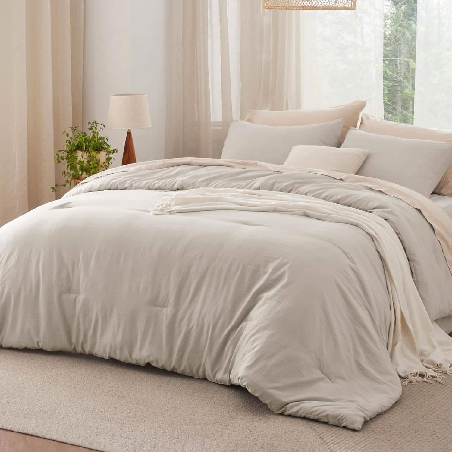 Prewashed Plain Comforter Set
