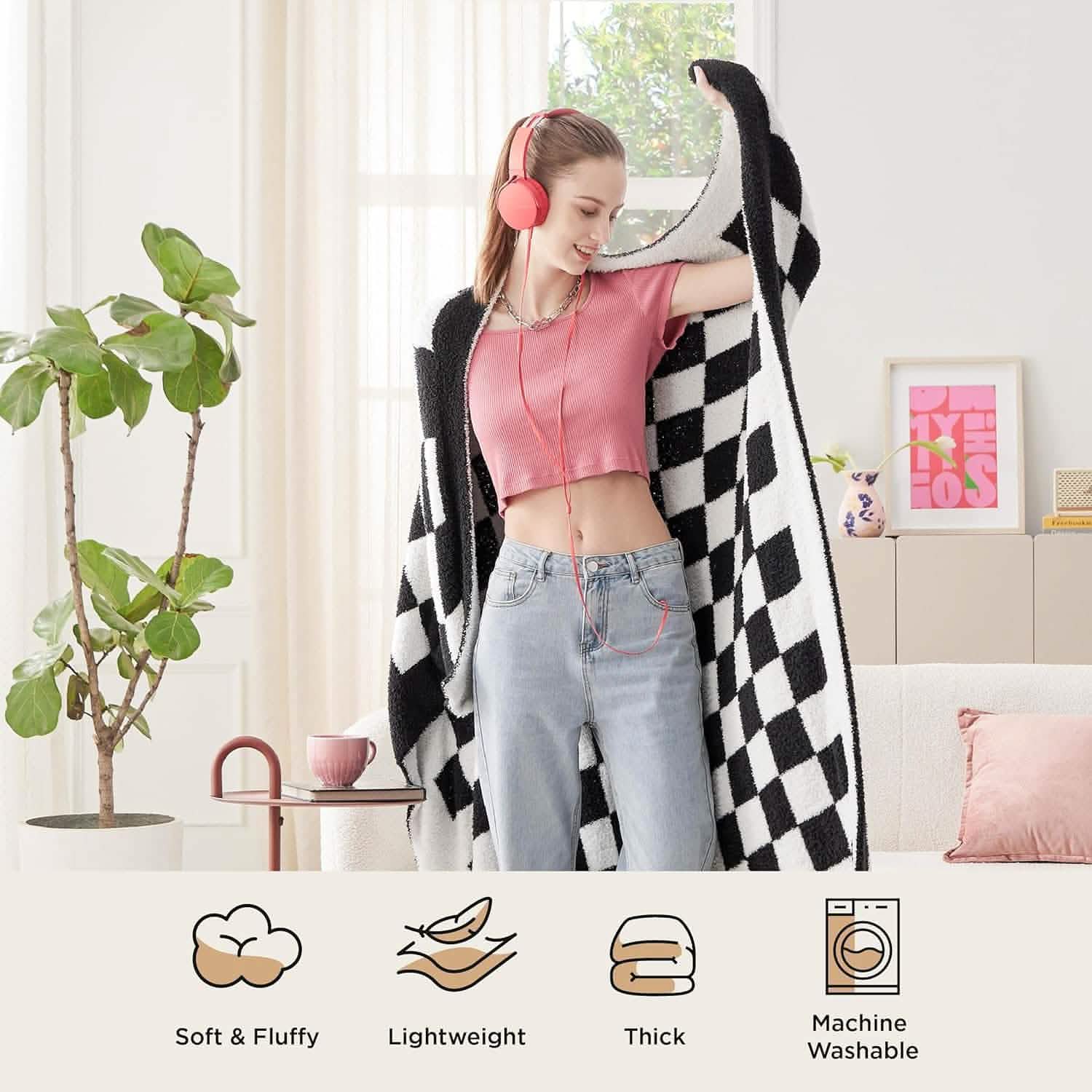 Super Soft Reversible Checkerboard Blanket