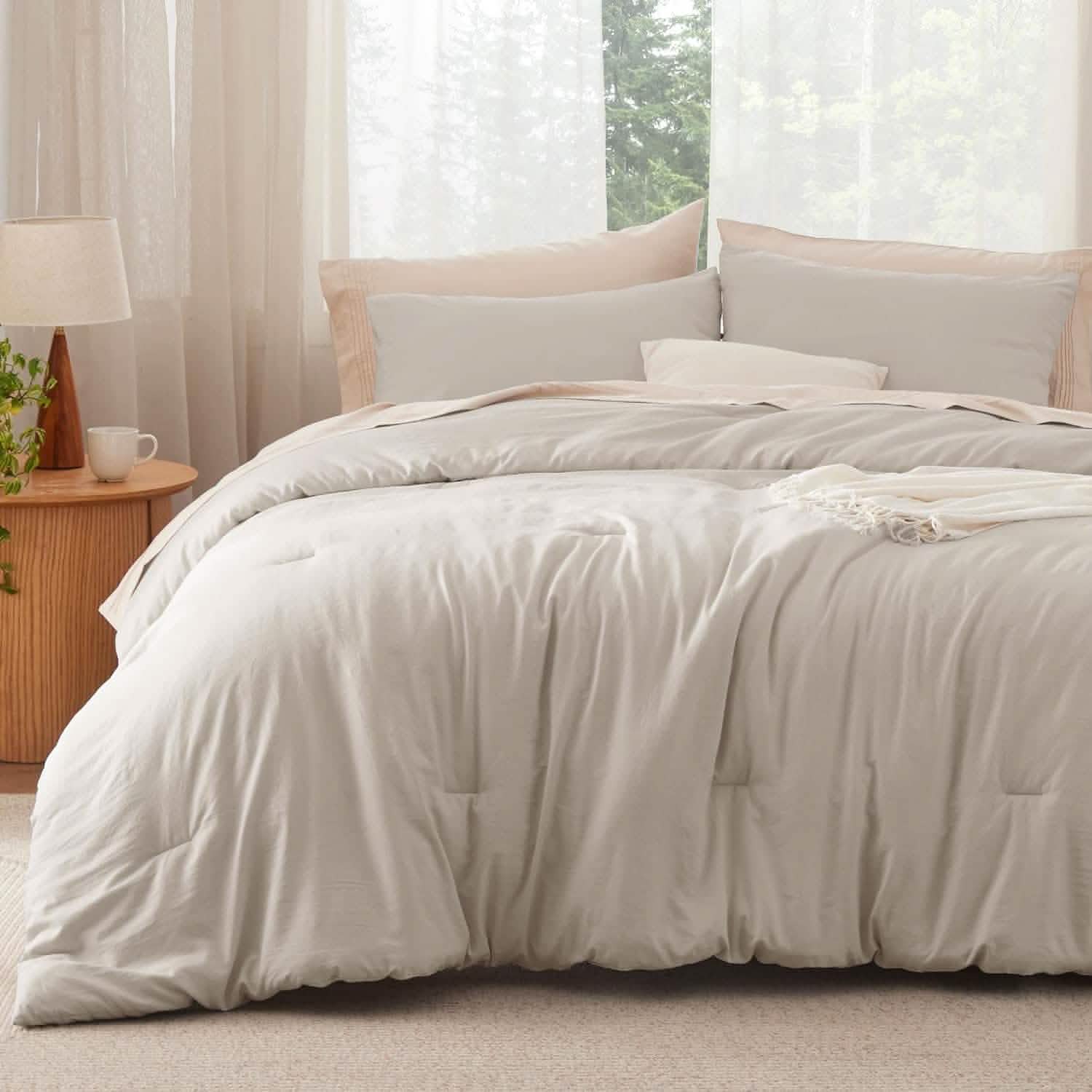 Prewashed Plain Comforter Set