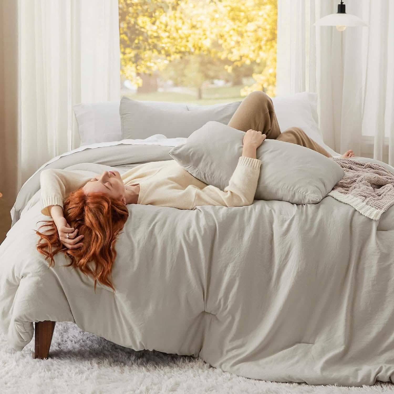 Prewashed Plain Comforter Set