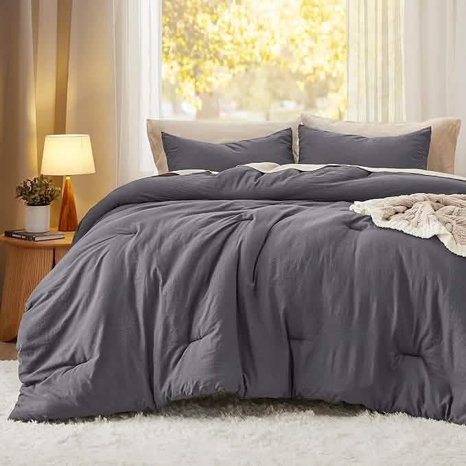 Prewashed Plain Comforter Set