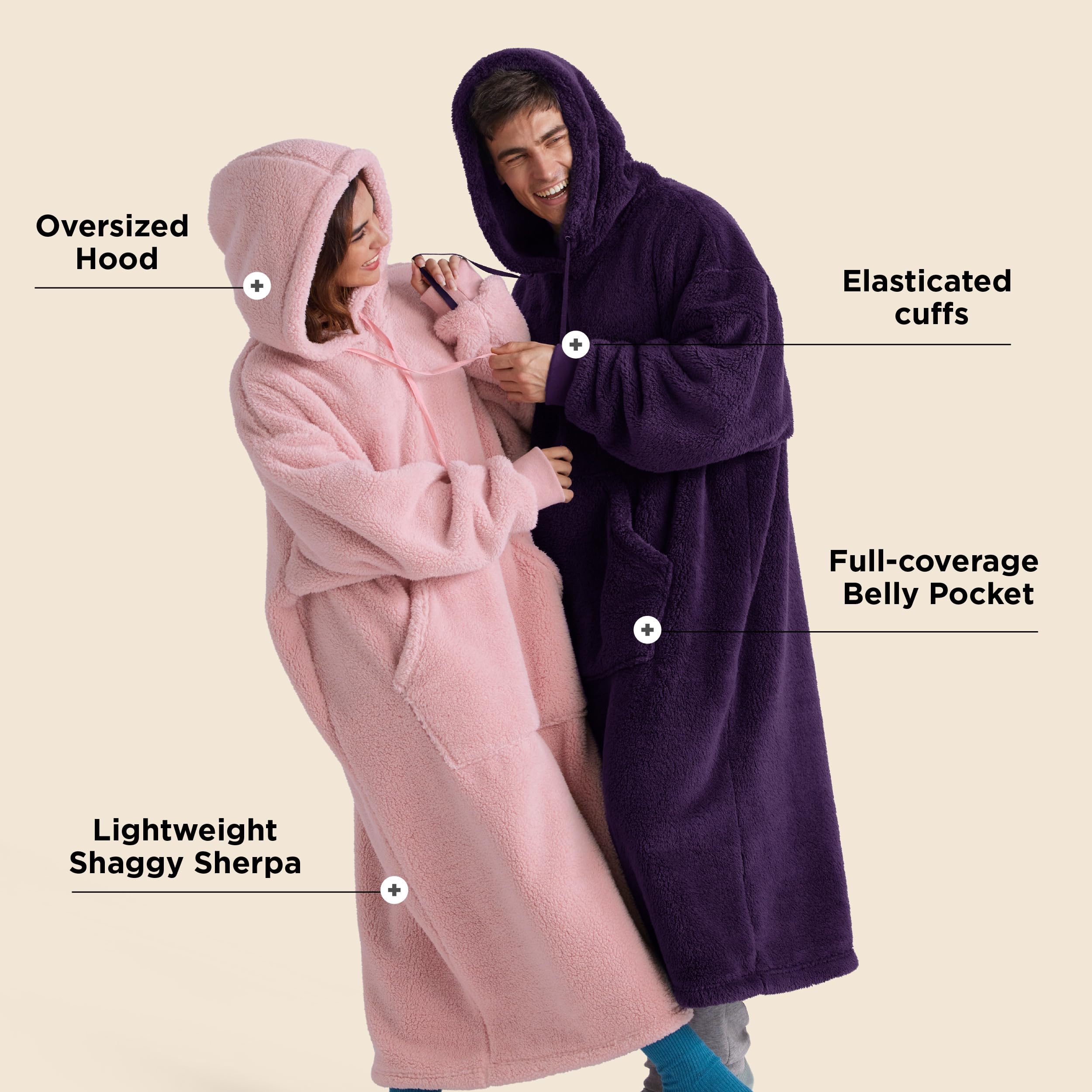 Ultra Soft Long Shaggy Sherpa Hooded Blanket