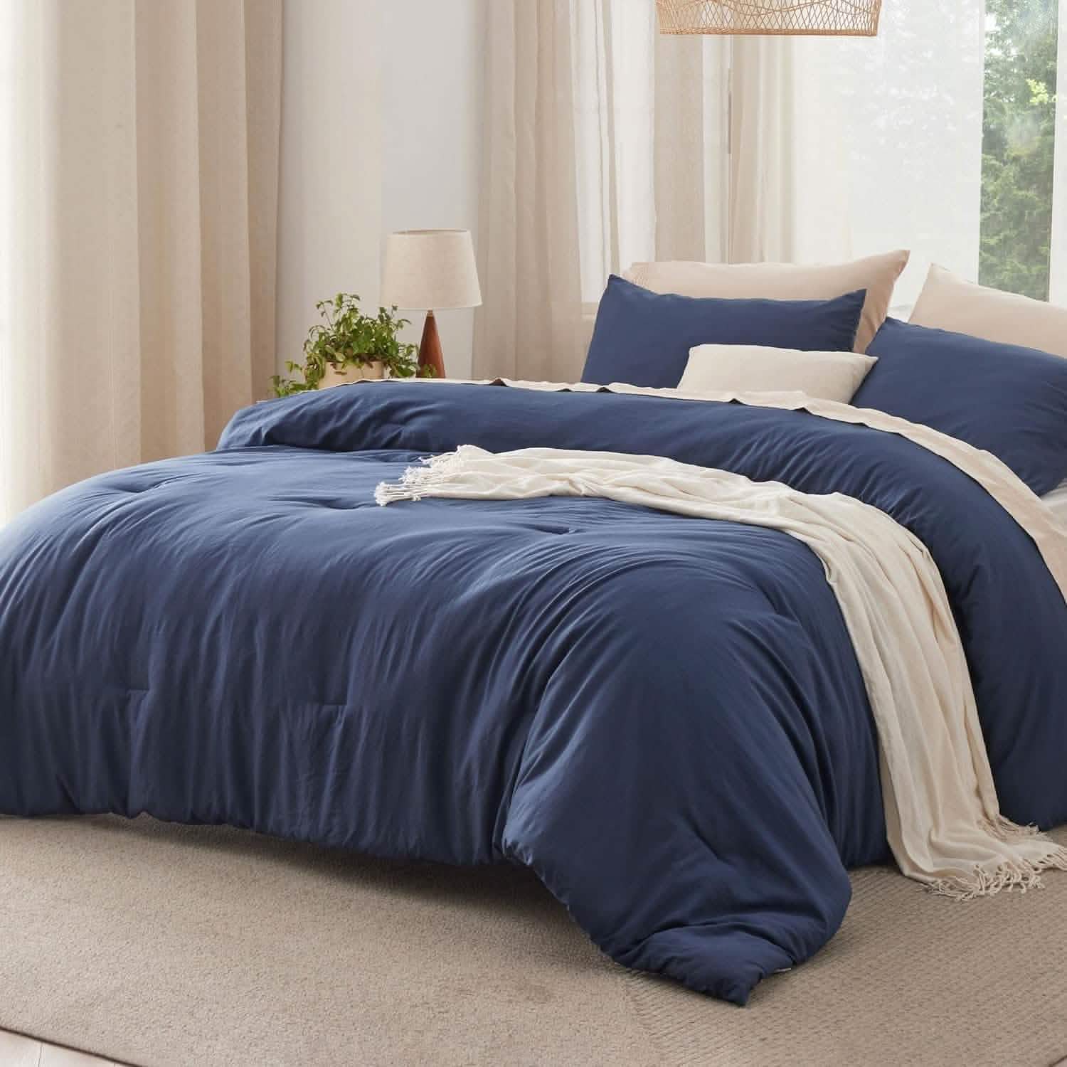 Prewashed Plain Comforter Set