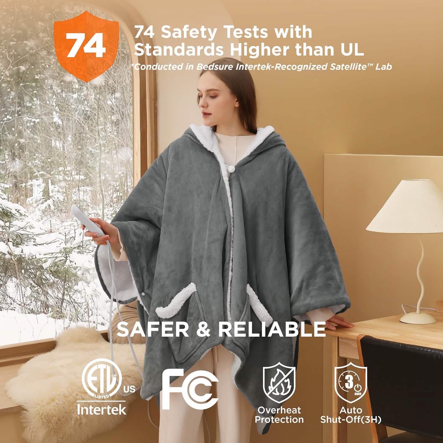 Heated Sherpa Fleece Blanket Hoodie