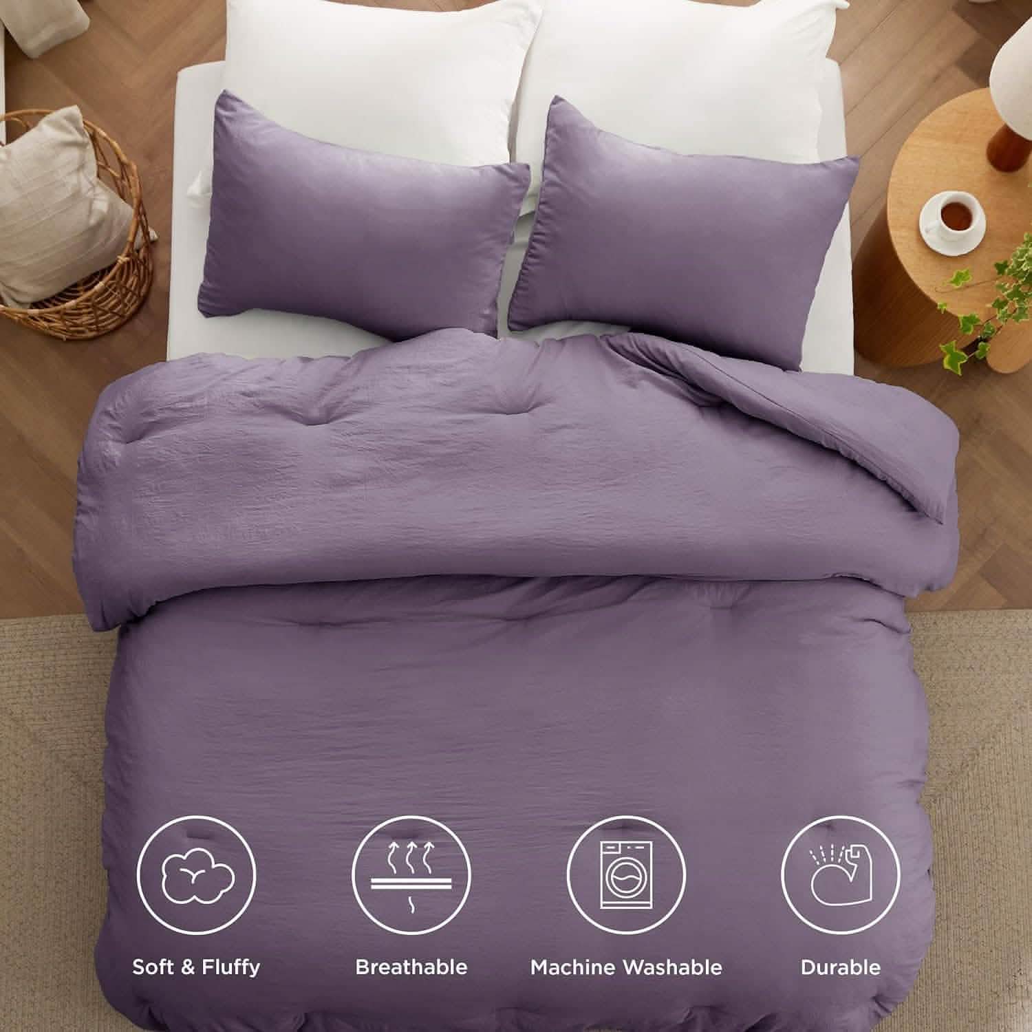 Prewashed Plain Comforter Set