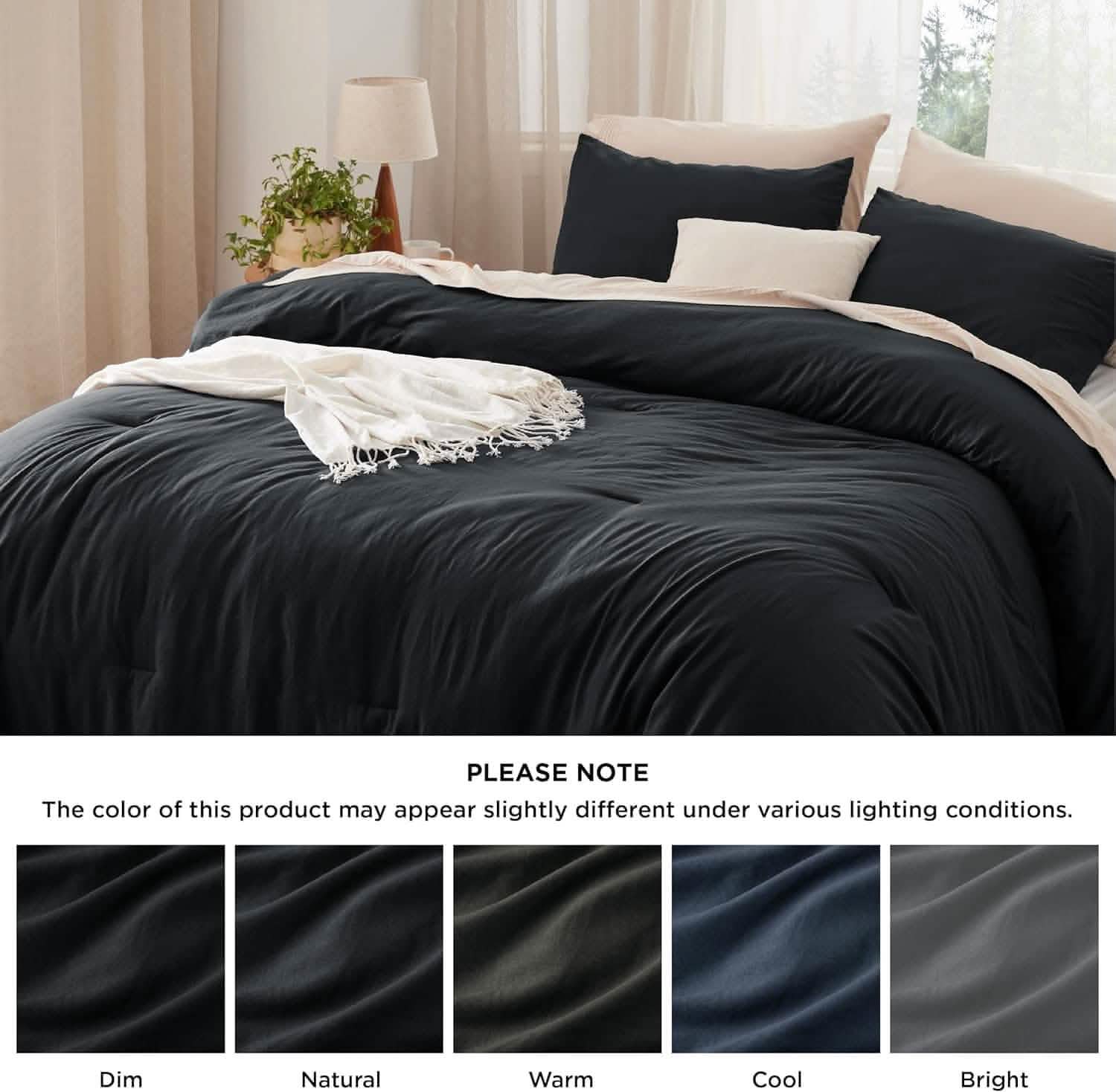Prewashed Plain Comforter Set