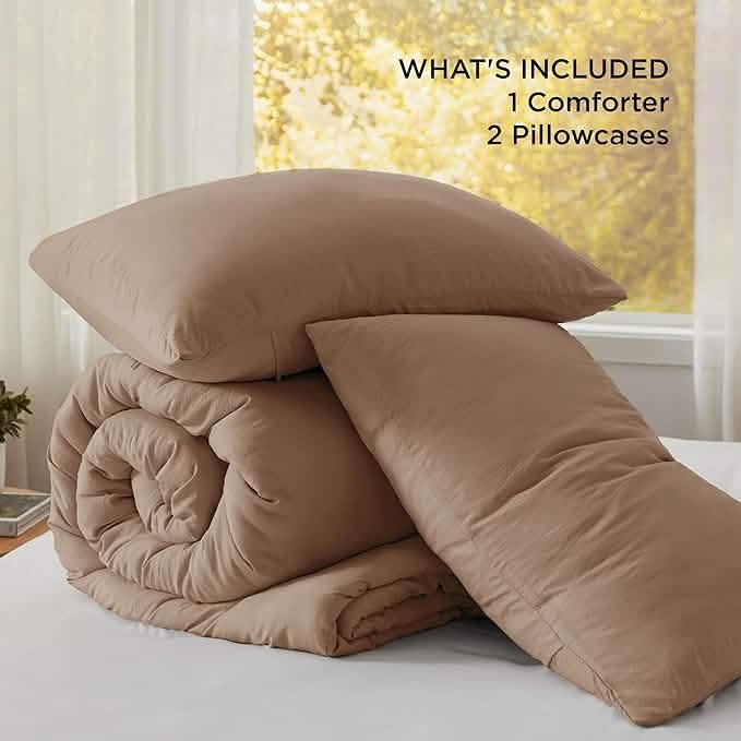 Prewashed Plain Comforter Set