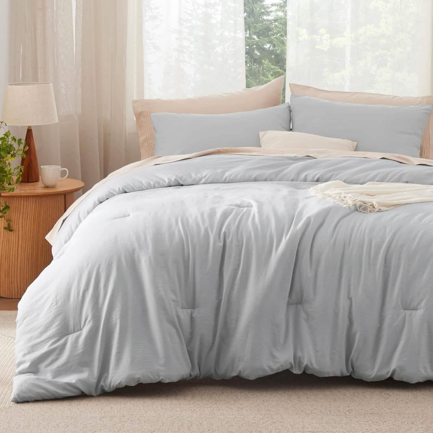 Prewashed Plain Comforter Set