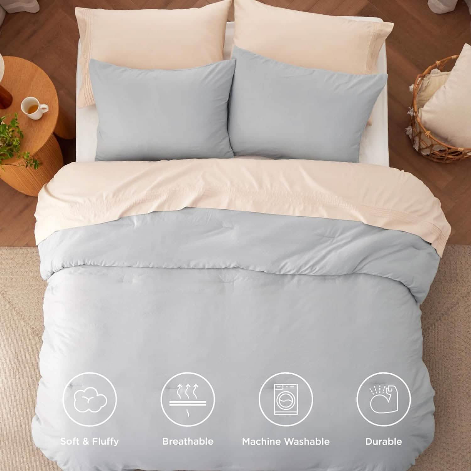 Prewashed Plain Comforter Set
