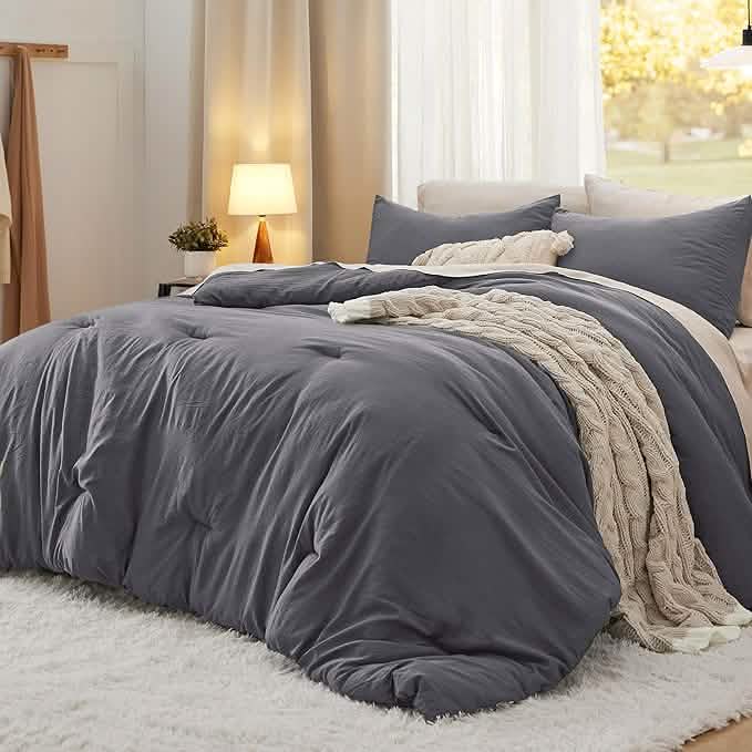 Prewashed Plain Comforter Set