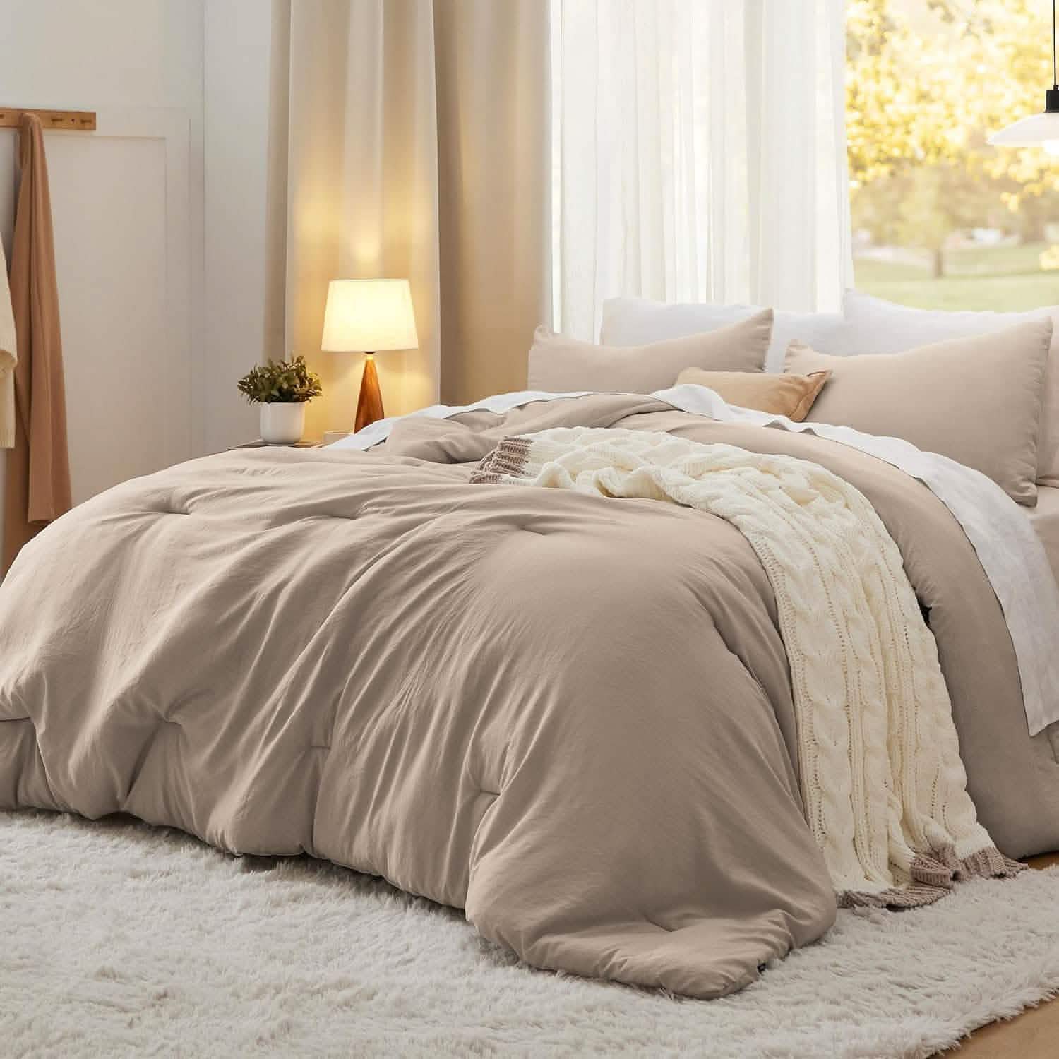 Prewashed Plain Comforter Set