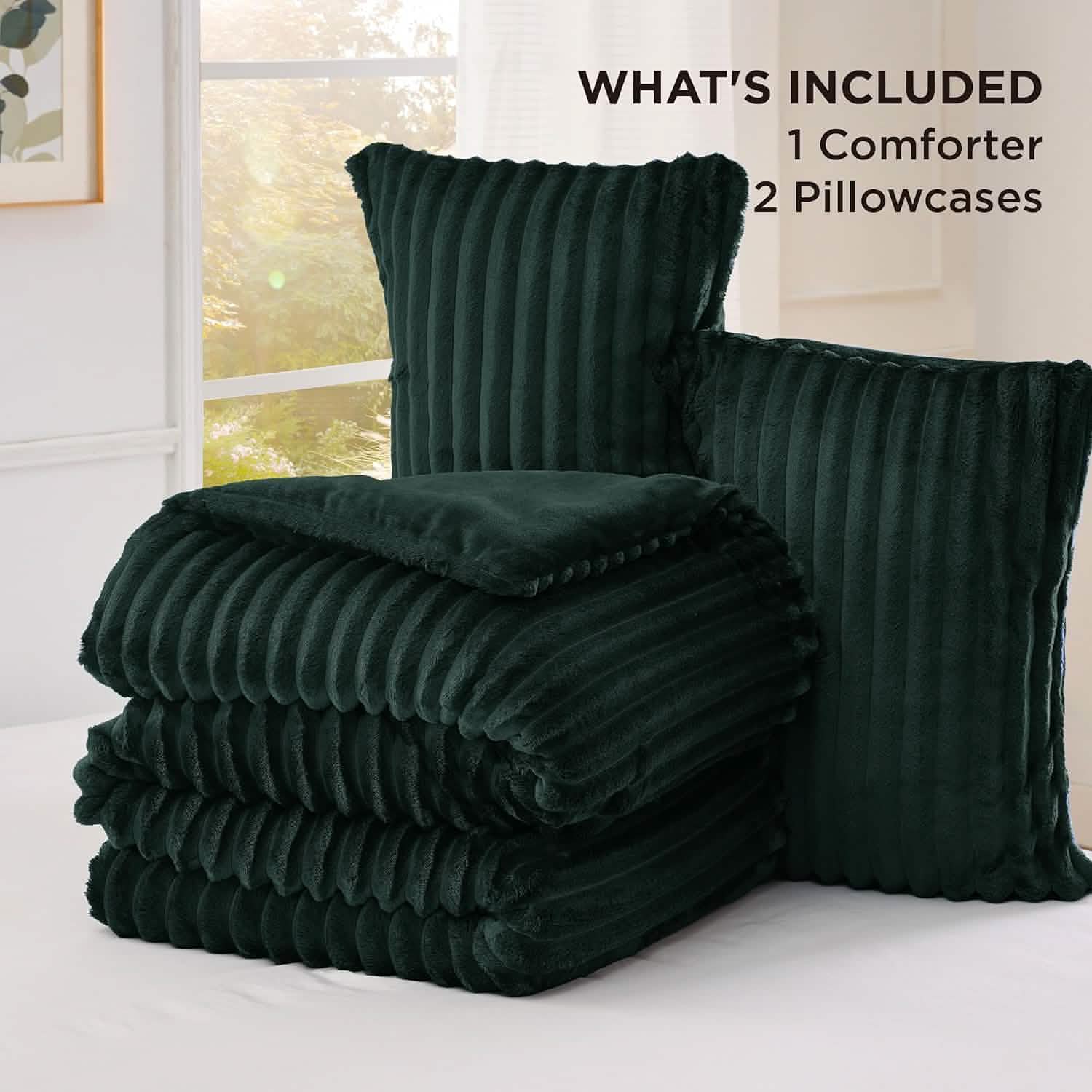 Striped Flannel Comforter Set