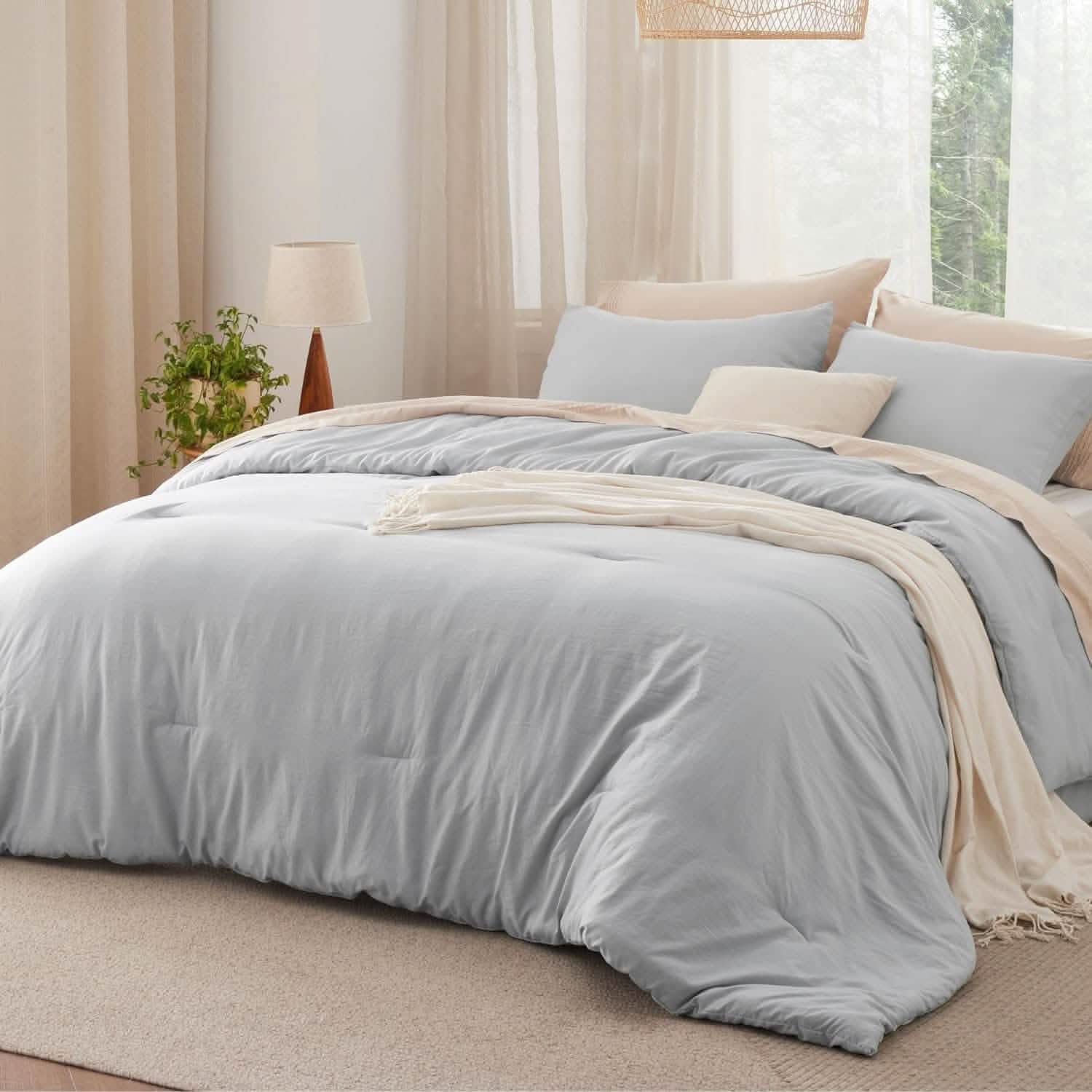 Prewashed Plain Comforter Set