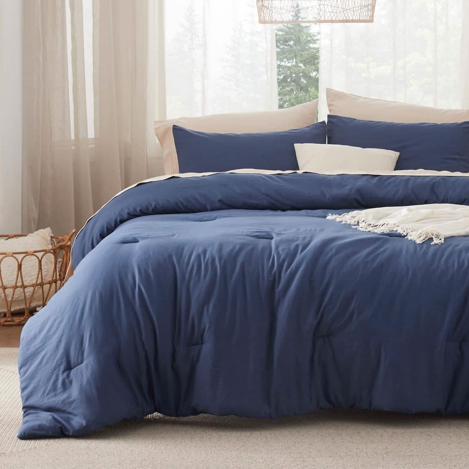 Prewashed Plain Comforter Set