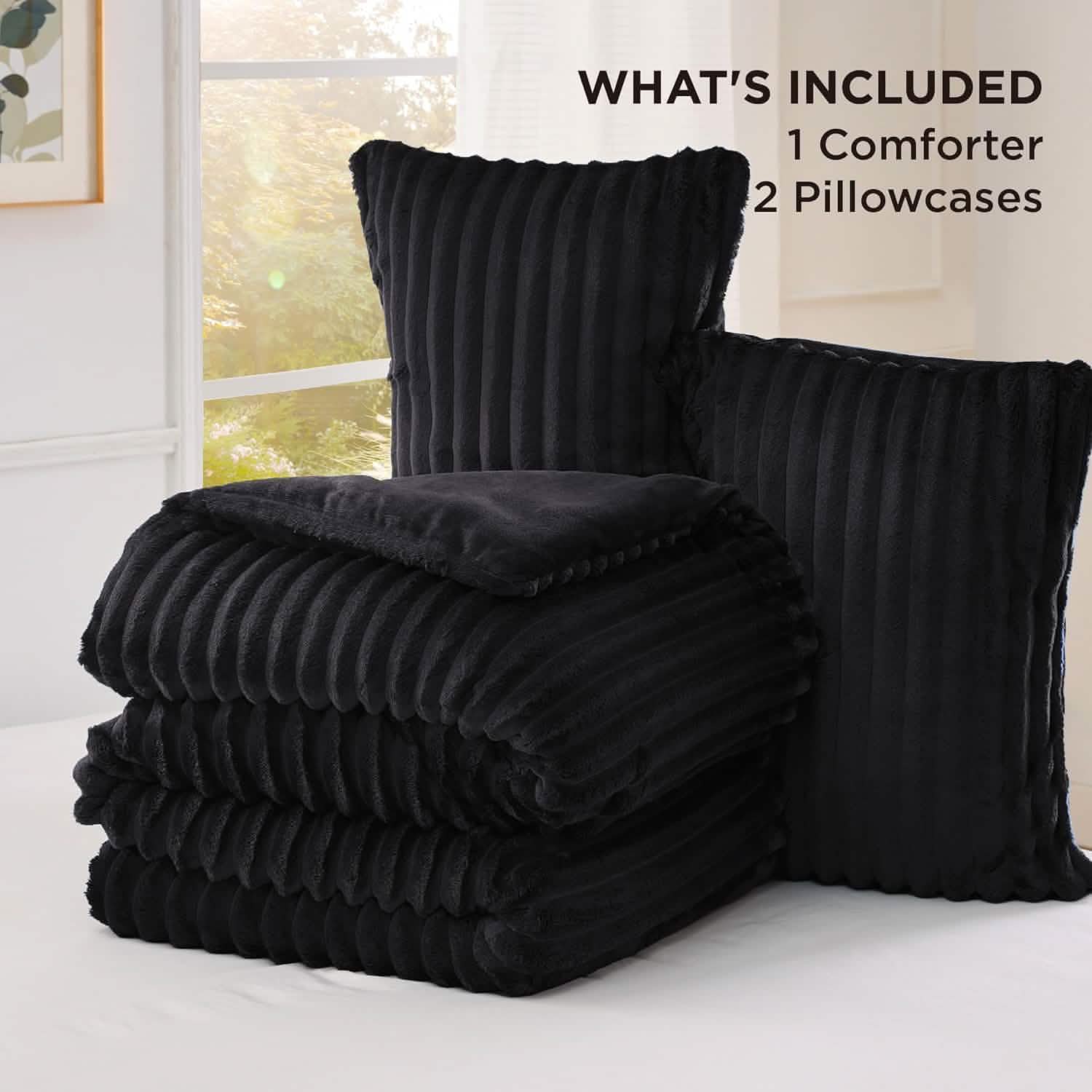 Striped Flannel Comforter Set