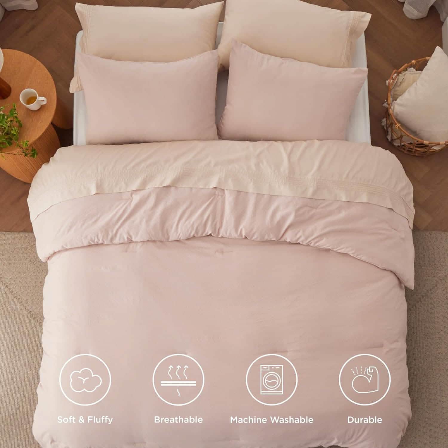 Prewashed Plain Comforter Set